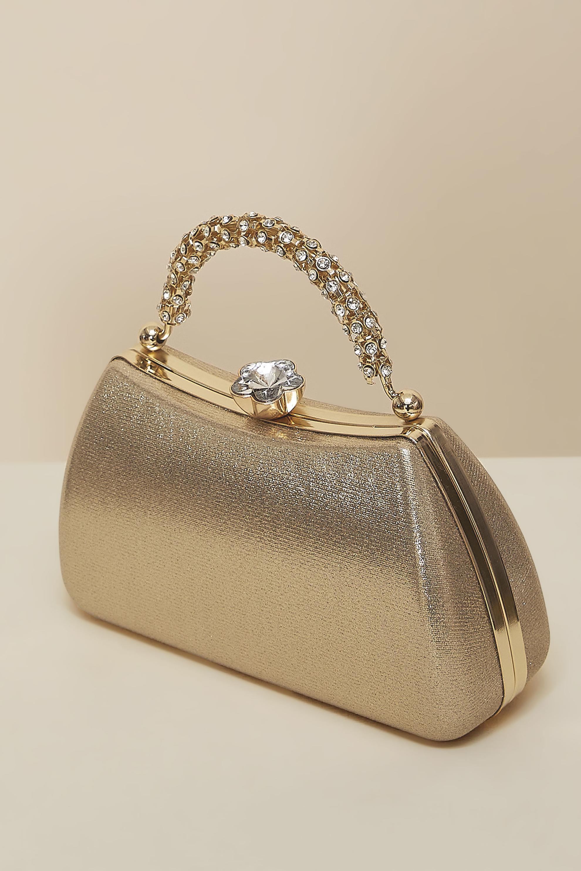 Tesettür giyim ALTIN ALVİNA TAŞLI ABİYE ÇANTA 303