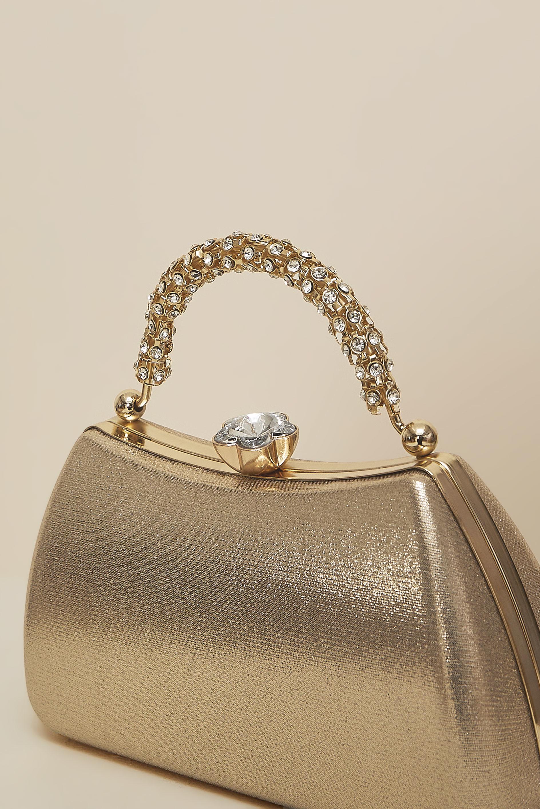 Tesettür giyim ALTIN ALVİNA TAŞLI ABİYE ÇANTA 303