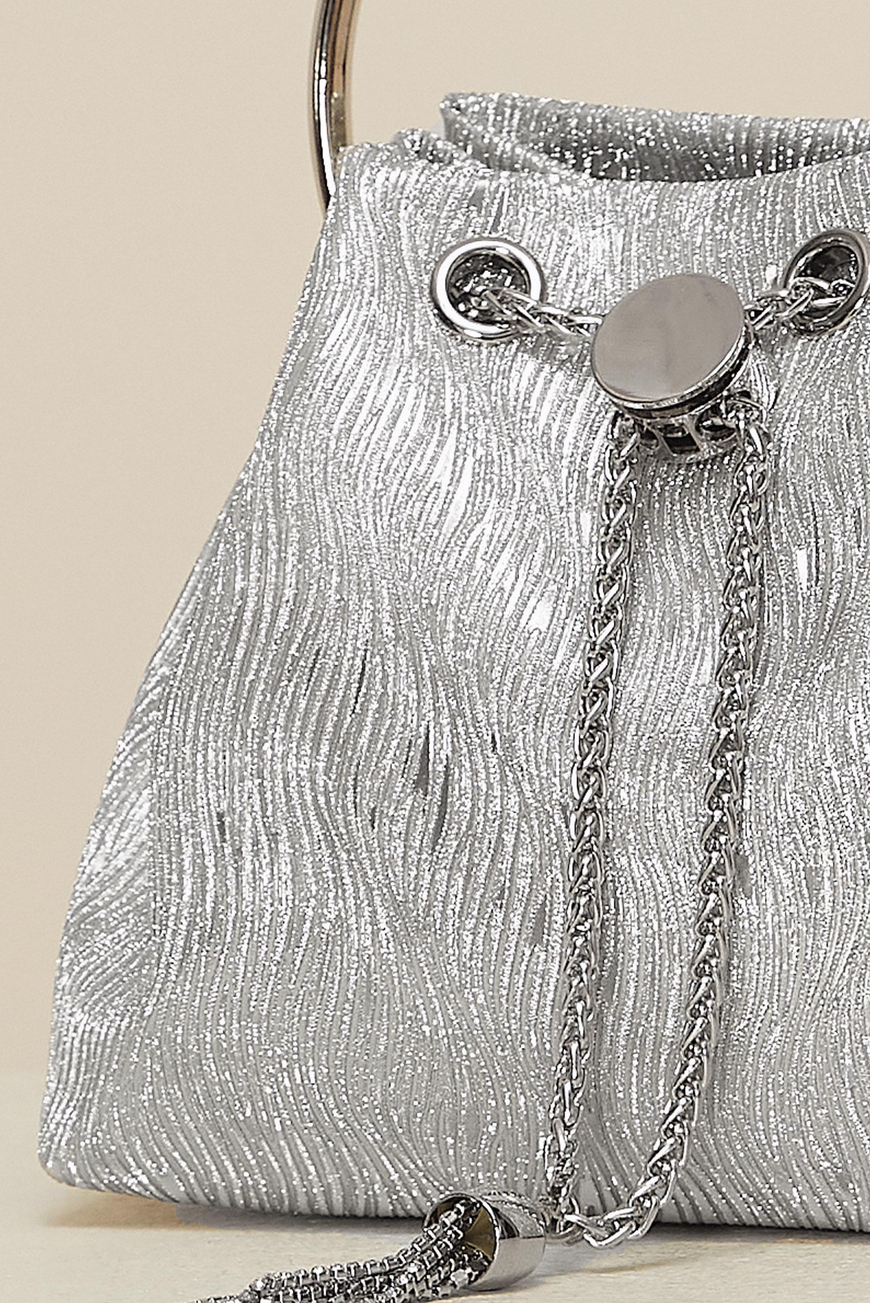 Tesettür giyim GÜMÜŞ ALVİNA BÜZGÜLÜ ABİYE ÇANTA 315