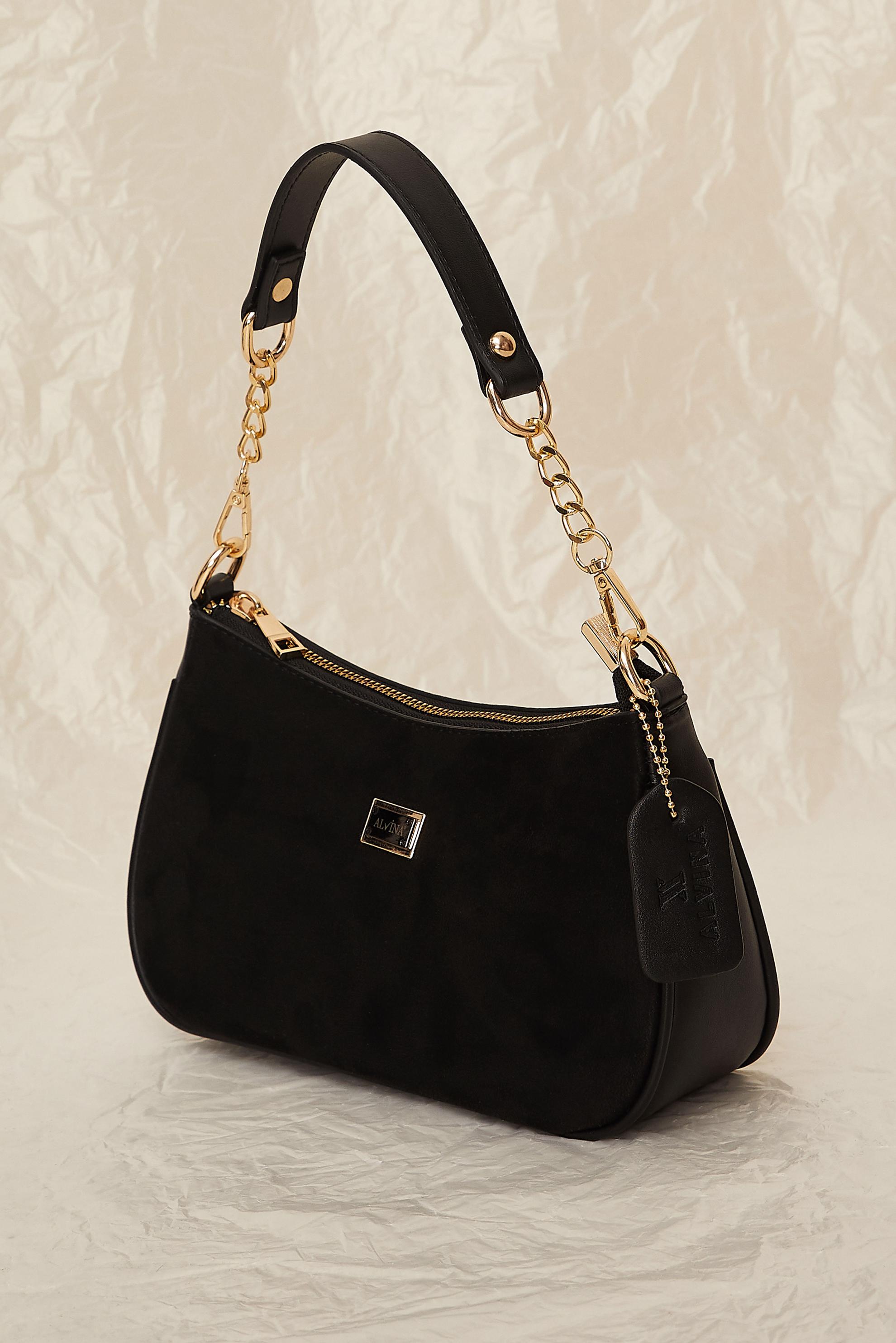 Tesettür giyim SİYAH ALVİNA SÜET BAGET ÇANTA 0066