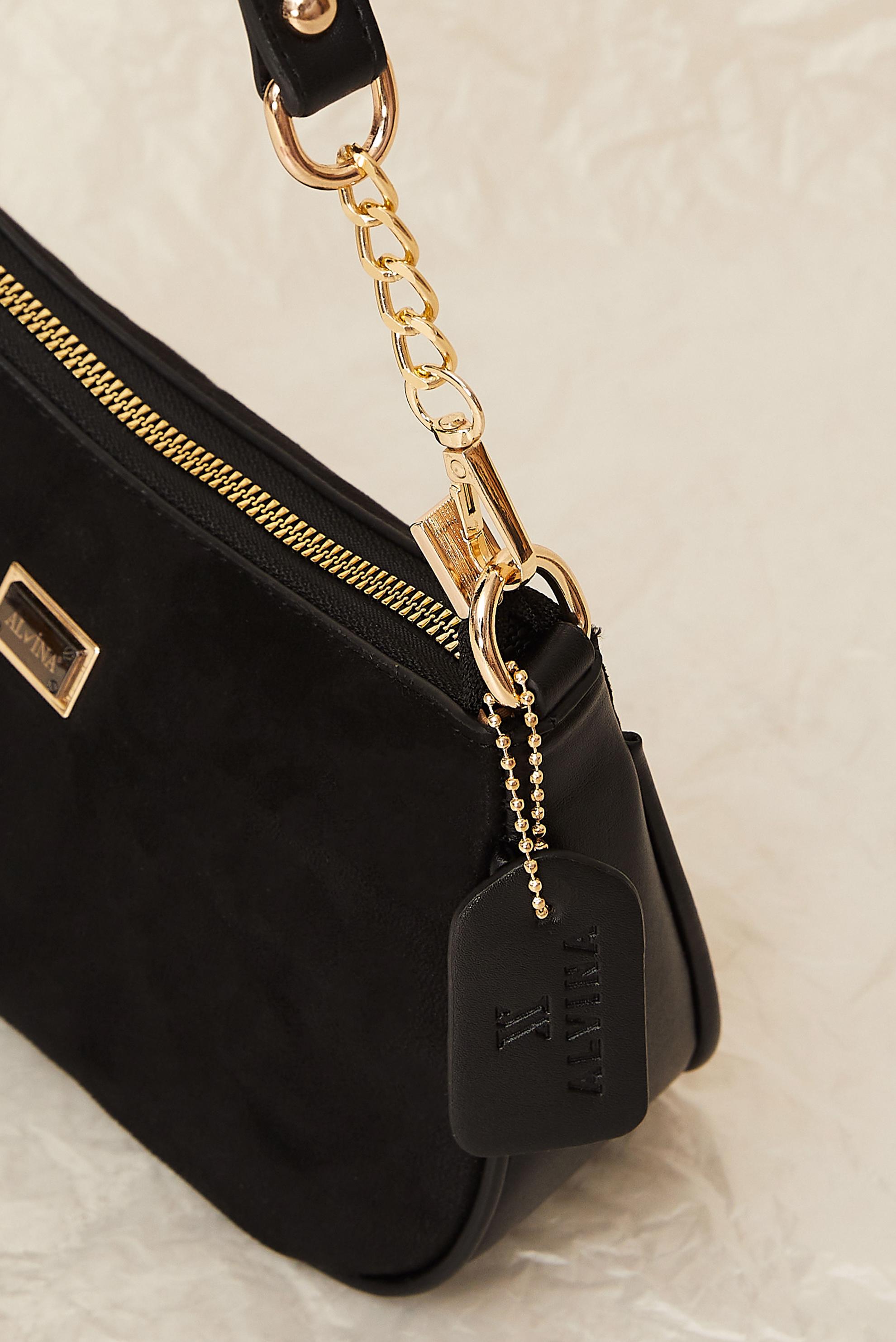 Tesettür giyim SİYAH ALVİNA SÜET BAGET ÇANTA 0066