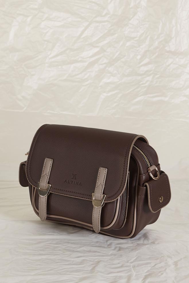 Vêtements hijab BRUN ALVINA SAC DÉTAILLÉ CEINTURE 701 - ALVİNA