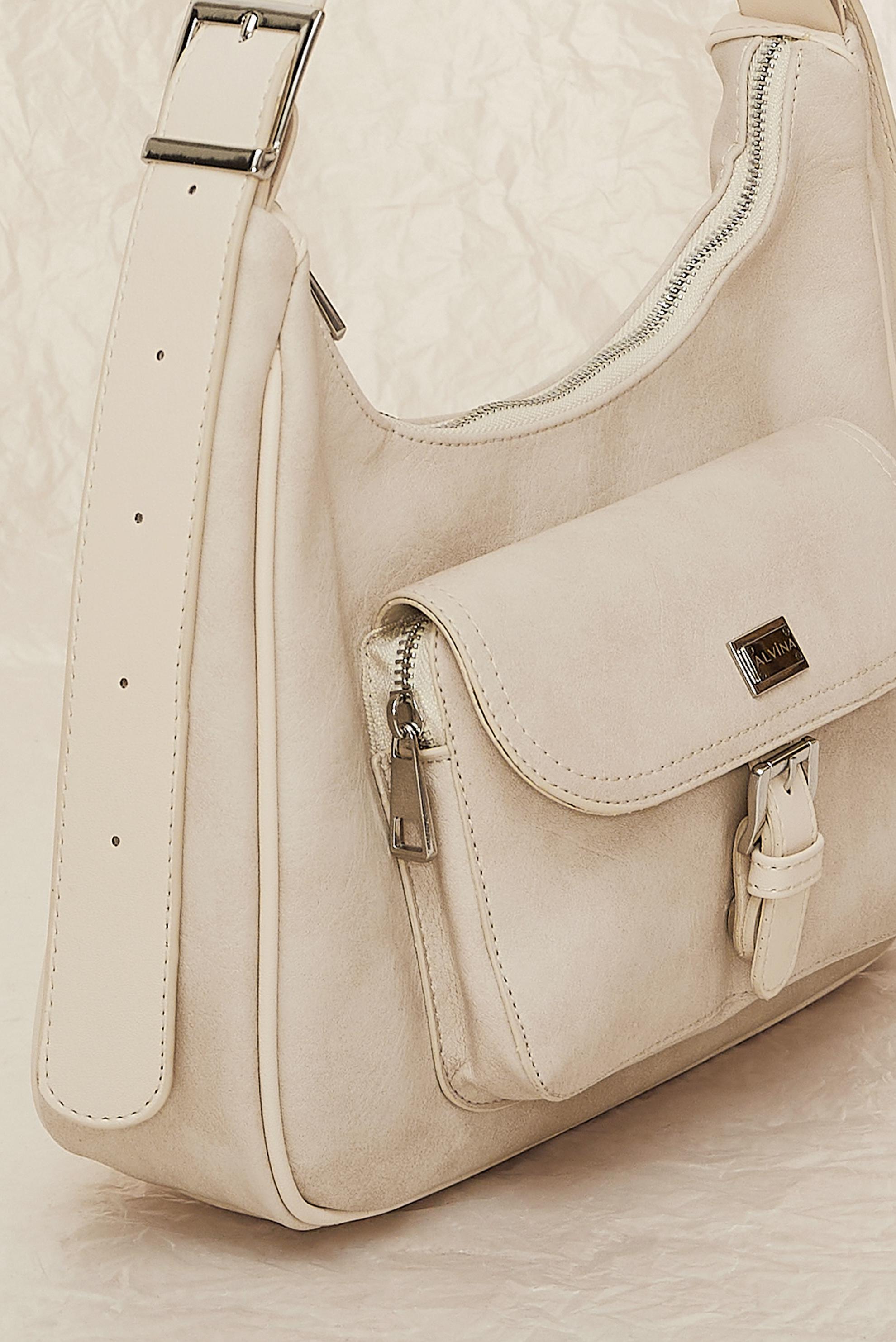 Tesettür giyim BEYAZ ALVİNA BAGET ÇANTA 702