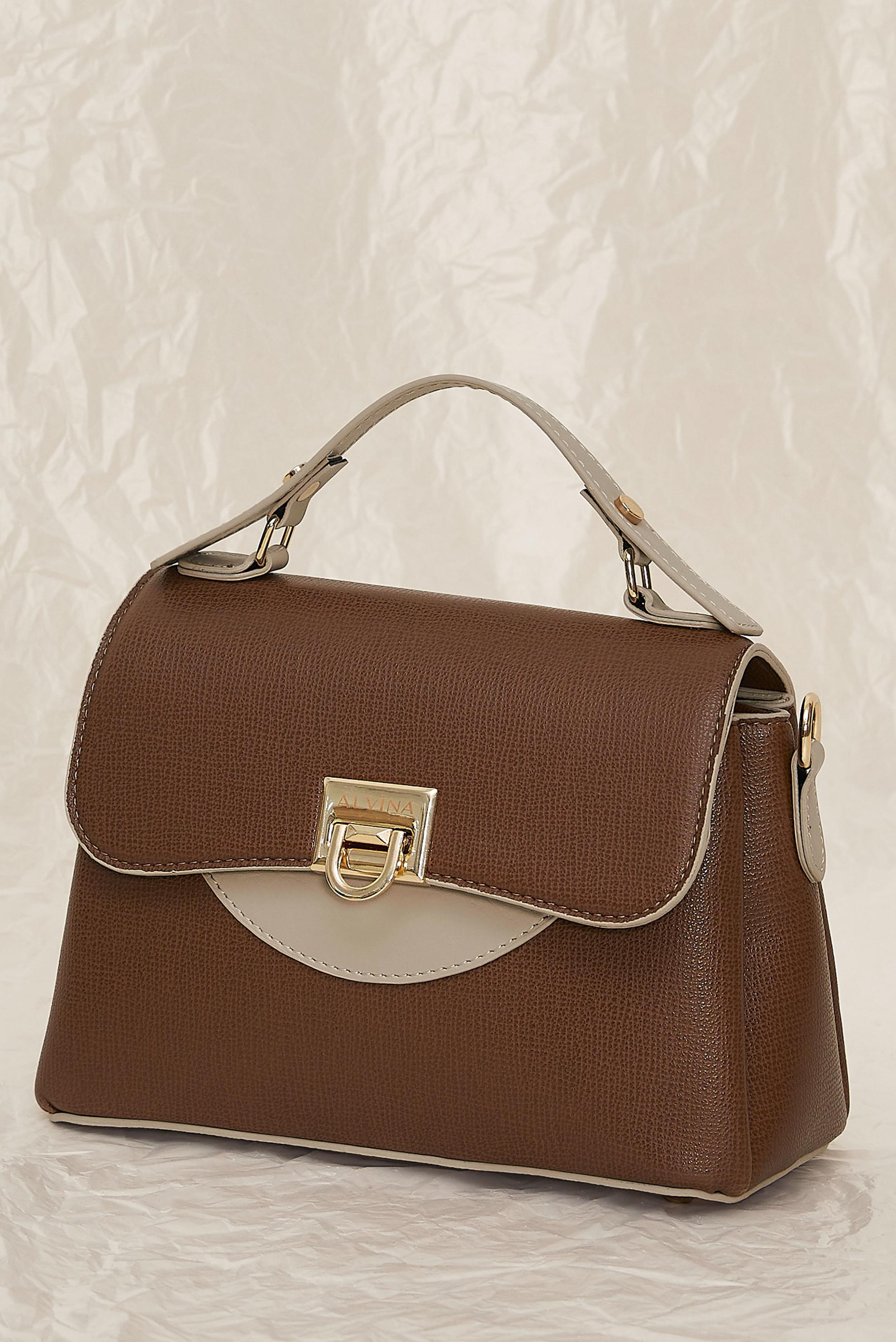 Tesettür giyim TABA ALVİNA KLİPSLİ ÇANTA 710