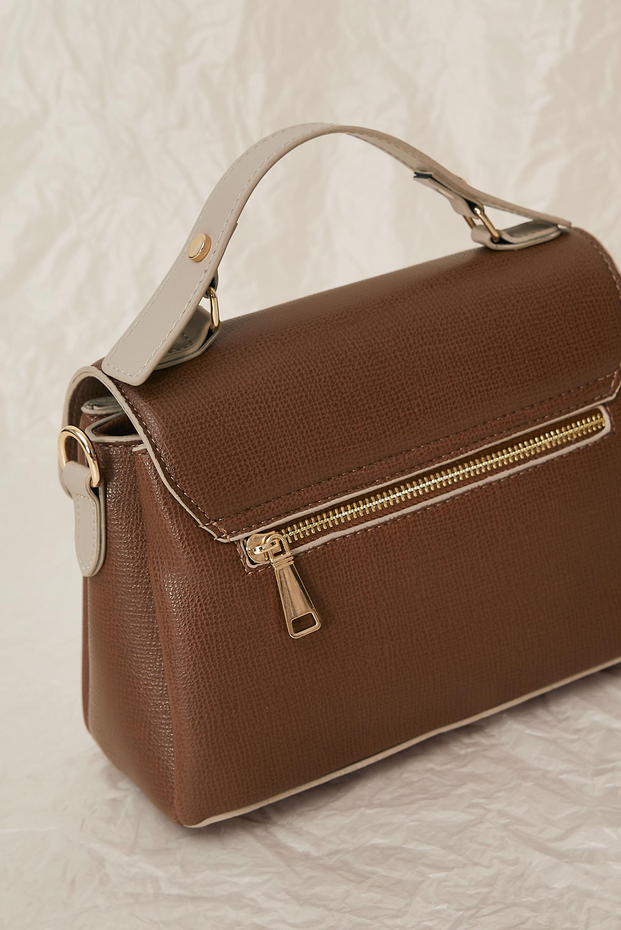 Tesettür giyim TABA ALVİNA KLİPSLİ ÇANTA 710