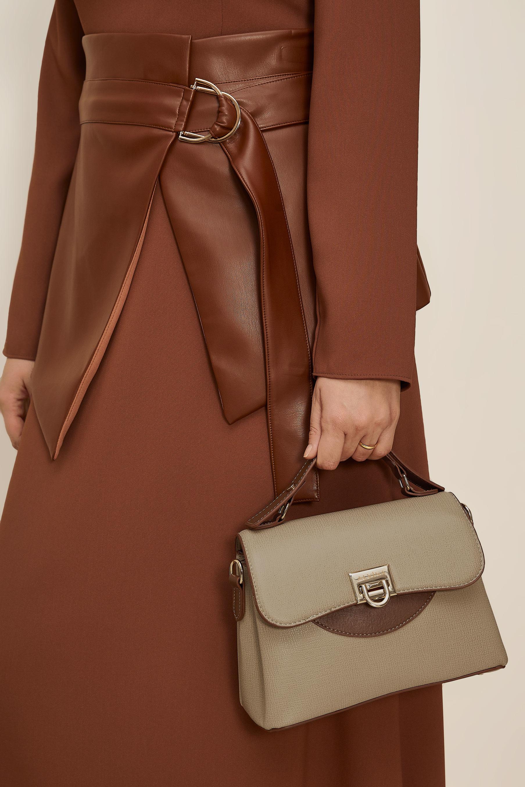 Tesettür giyim VİZON ALVİNA KLİPSLİ ÇANTA 710