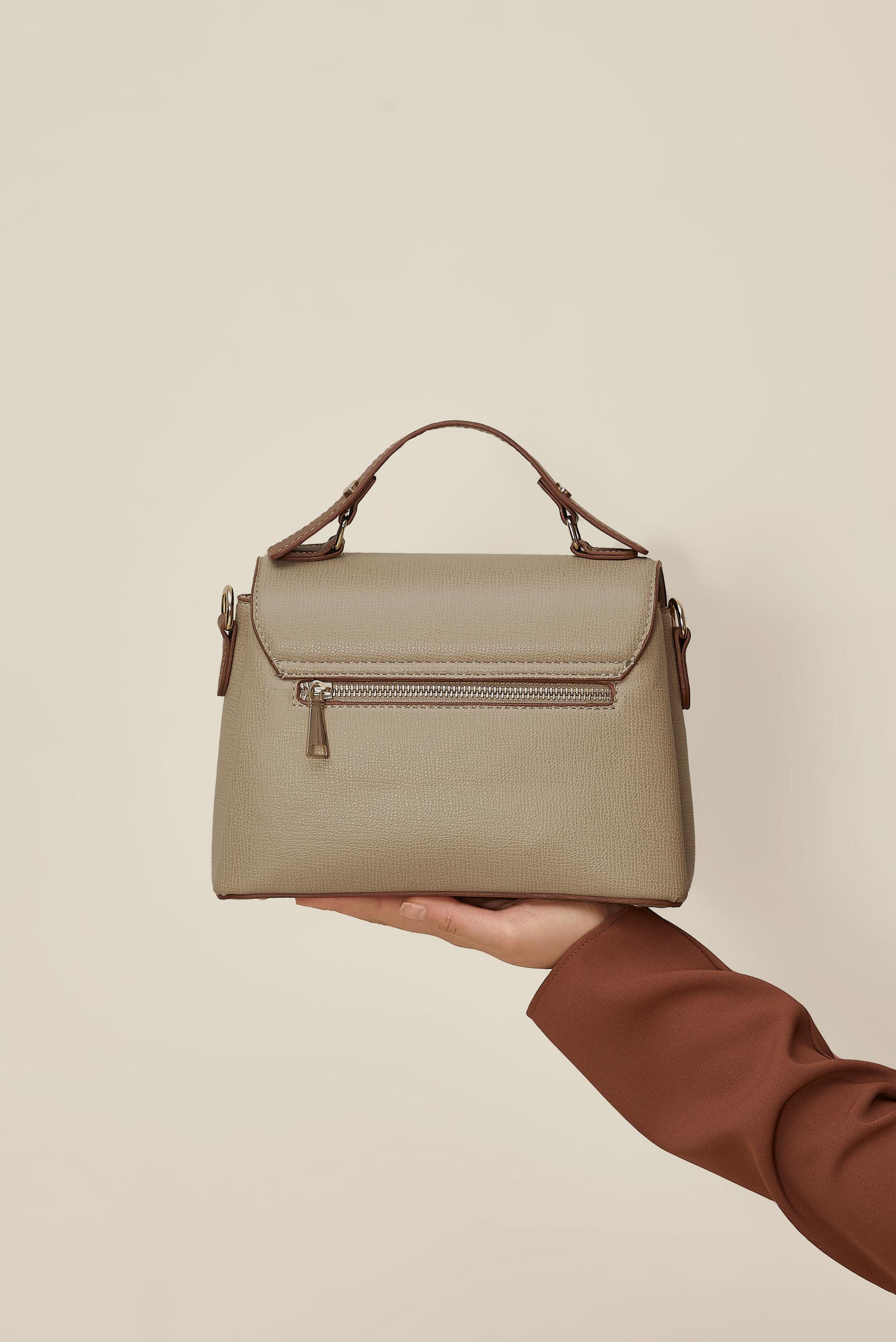 Tesettür giyim VİZON ALVİNA KLİPSLİ ÇANTA 710