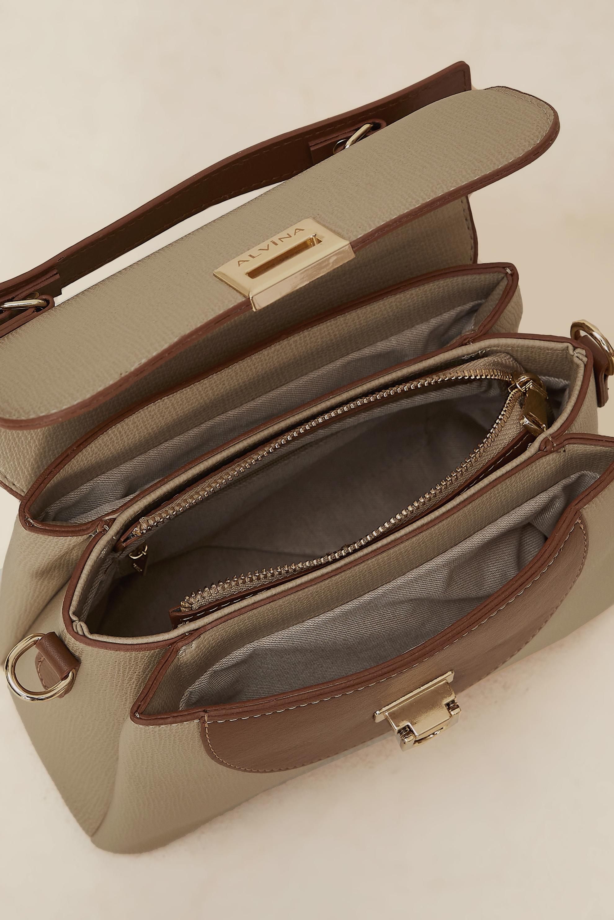 Tesettür giyim VİZON ALVİNA KLİPSLİ ÇANTA 710