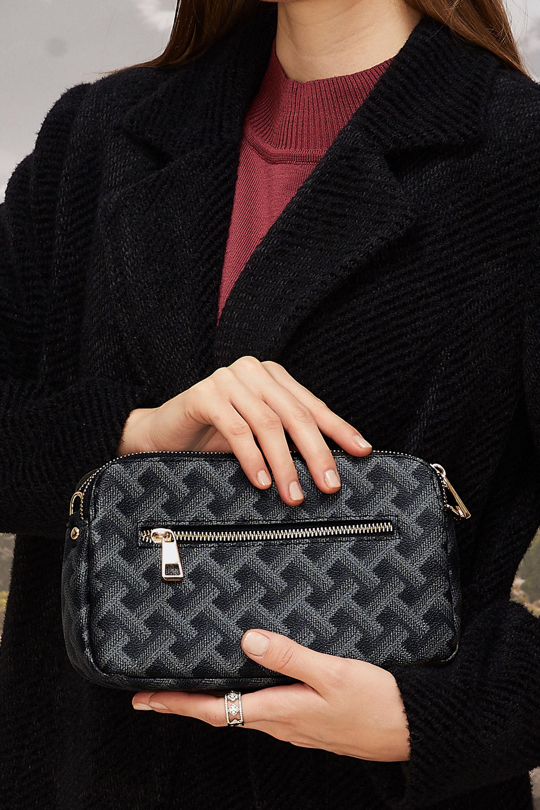 Tesettür giyim SİYAH ALVİNA DESENLİ ÇANTA 713