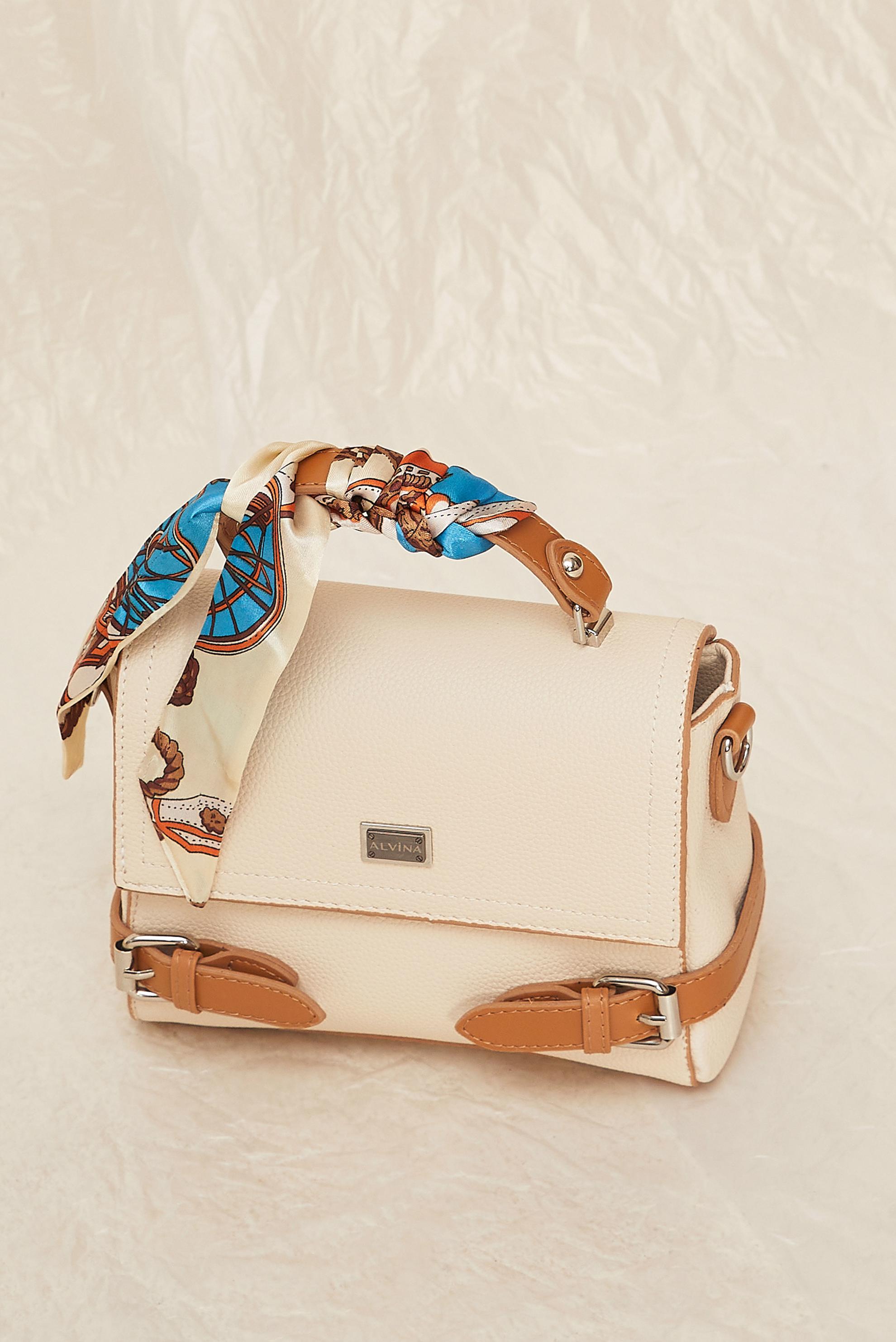 Tesettür giyim BEYAZ ALVİNA FULARLI ÇANTA 0719