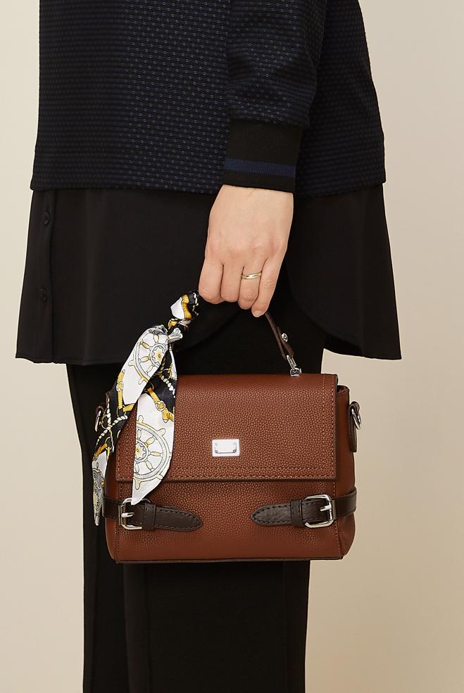 Tesettür giyim TABA ALVİNA FULARLI ÇANTA 0719 - ALVİNA