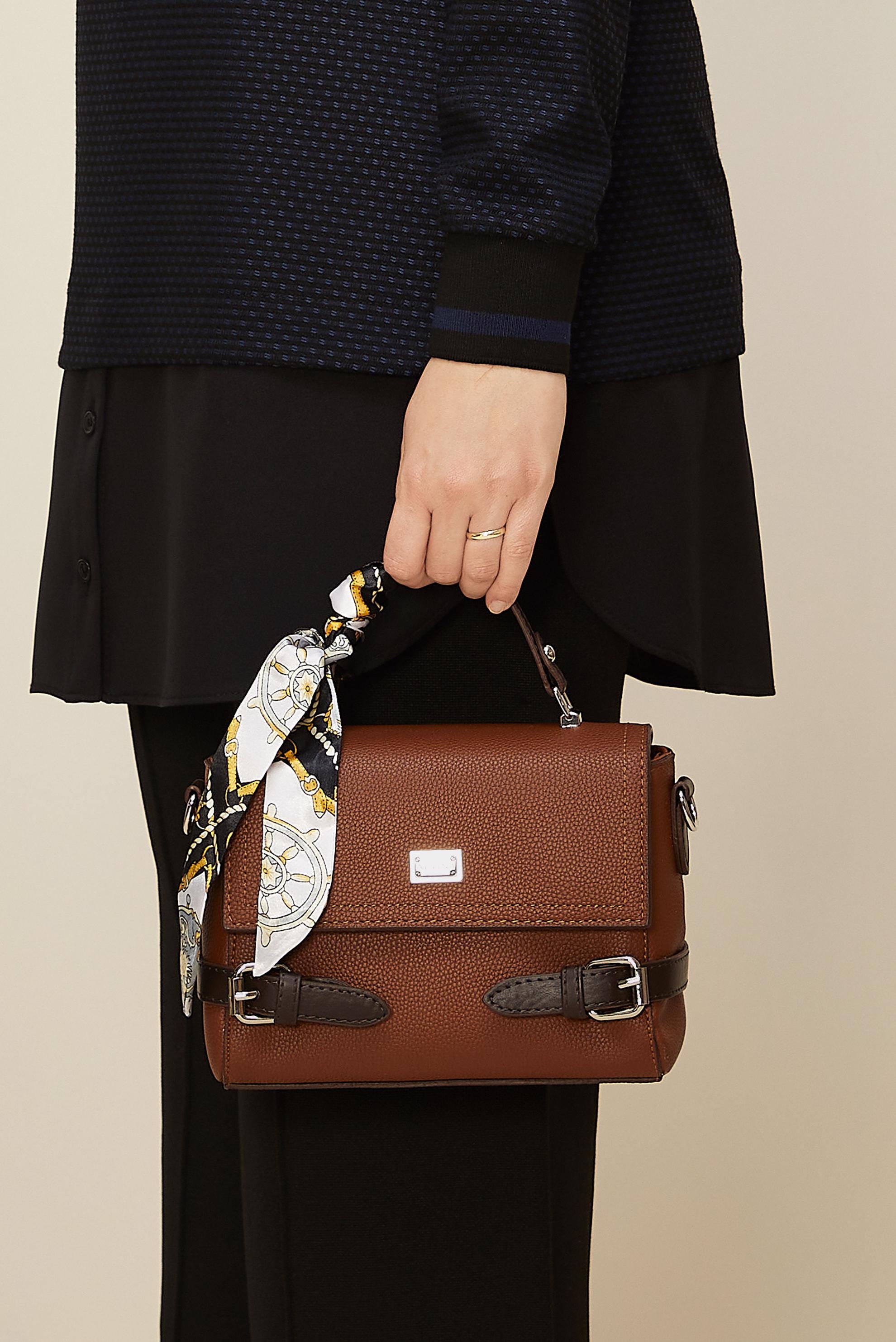 Tesettür giyim TABA ALVİNA FULARLI ÇANTA 0719