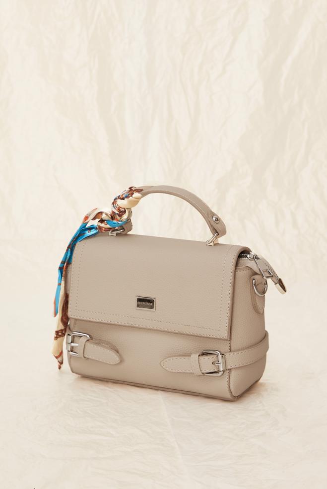 Tesettür giyim VİZON ALVİNA FULARLI ÇANTA 0719 - ALVİNA