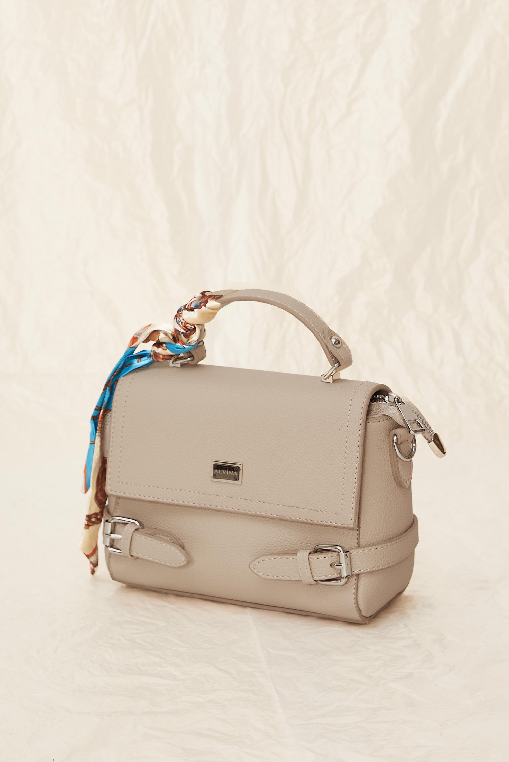 Tesettür giyim VİZON ALVİNA FULARLI ÇANTA 0719