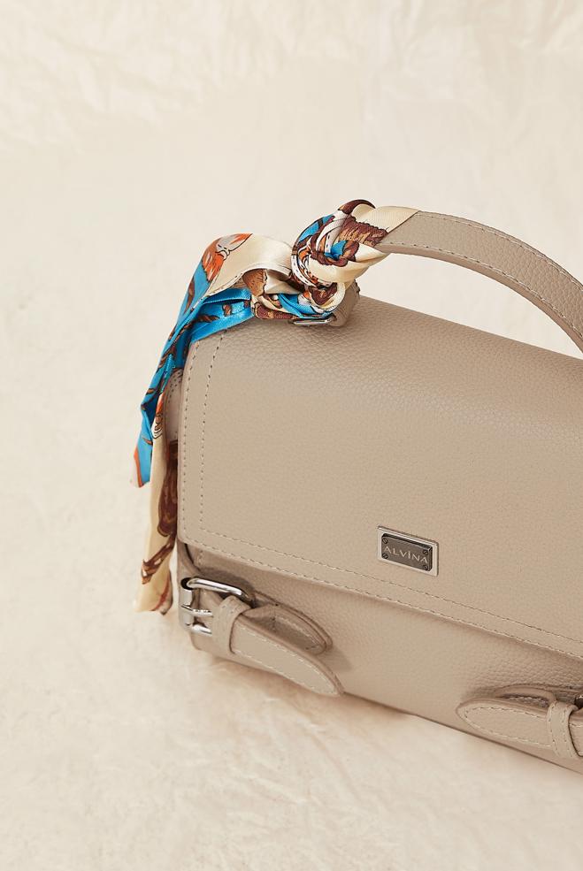 Tesettür giyim VİZON ALVİNA FULARLI ÇANTA 0719 - ALVİNA