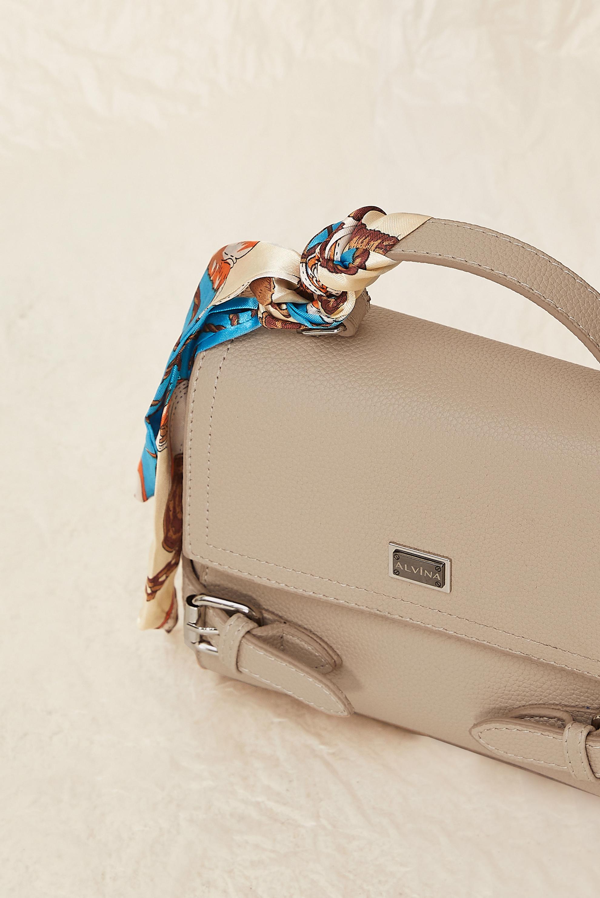 Tesettür giyim VİZON ALVİNA FULARLI ÇANTA 0719