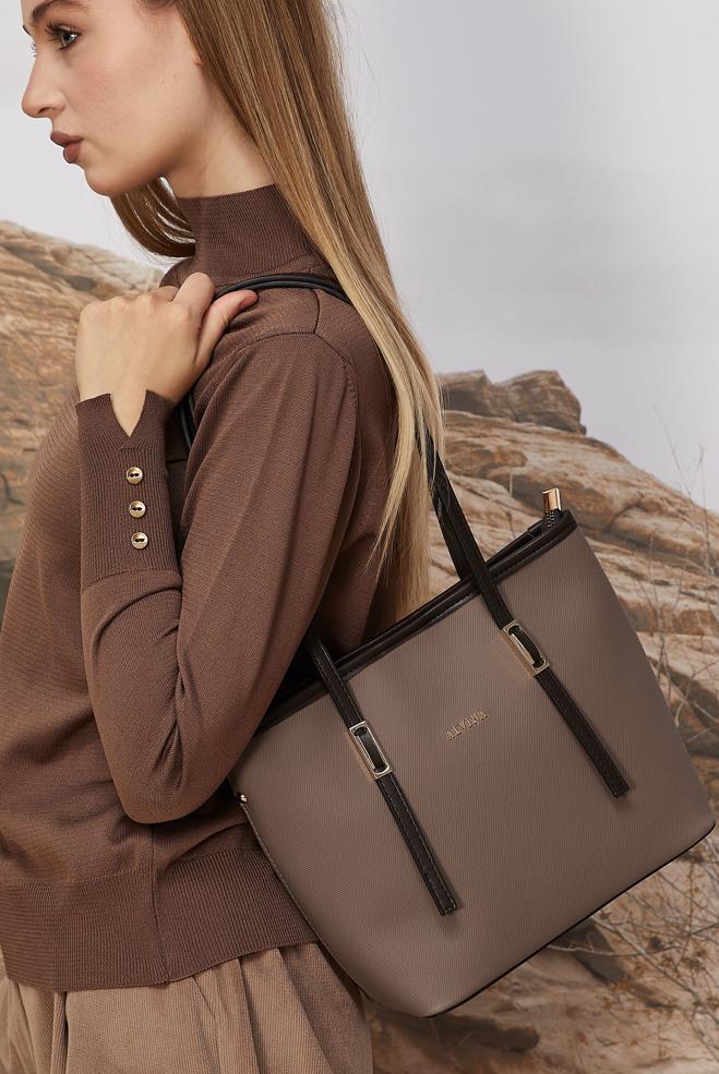 Vêtements hijab BRUN ALVINA SAC FOURRE-TOUT EN SIMILICUIR 824 - ALVİNA