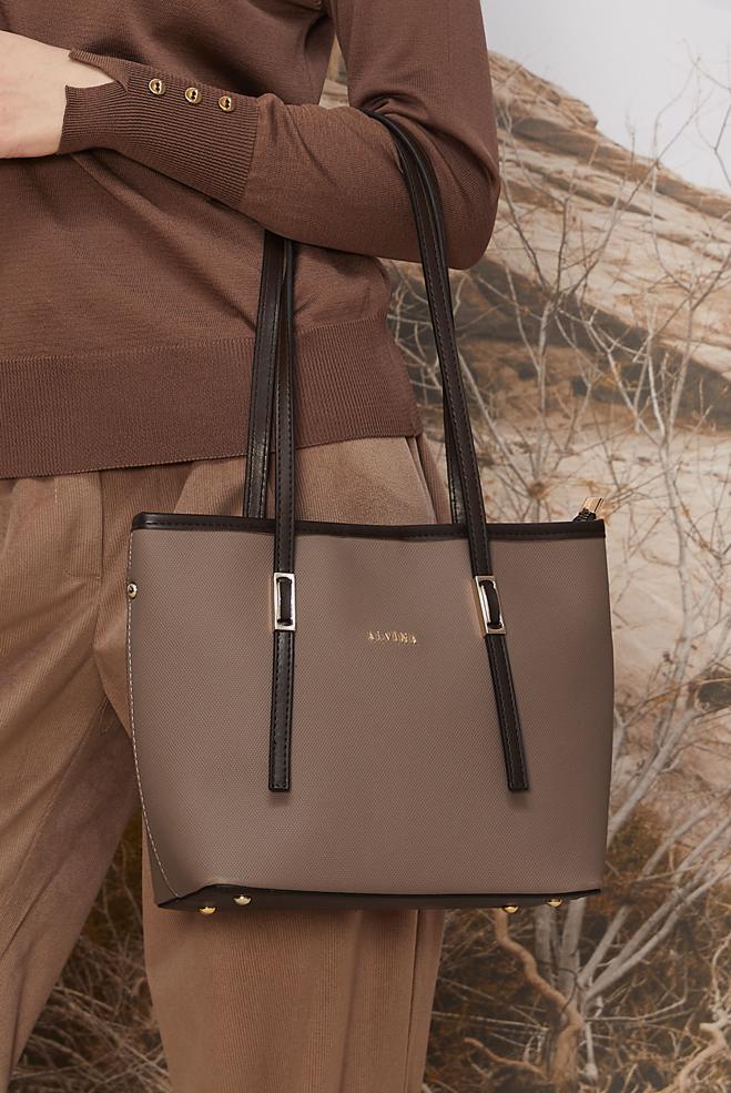 Vêtements hijab BRUN ALVINA SAC FOURRE-TOUT EN SIMILICUIR 824 - ALVİNA