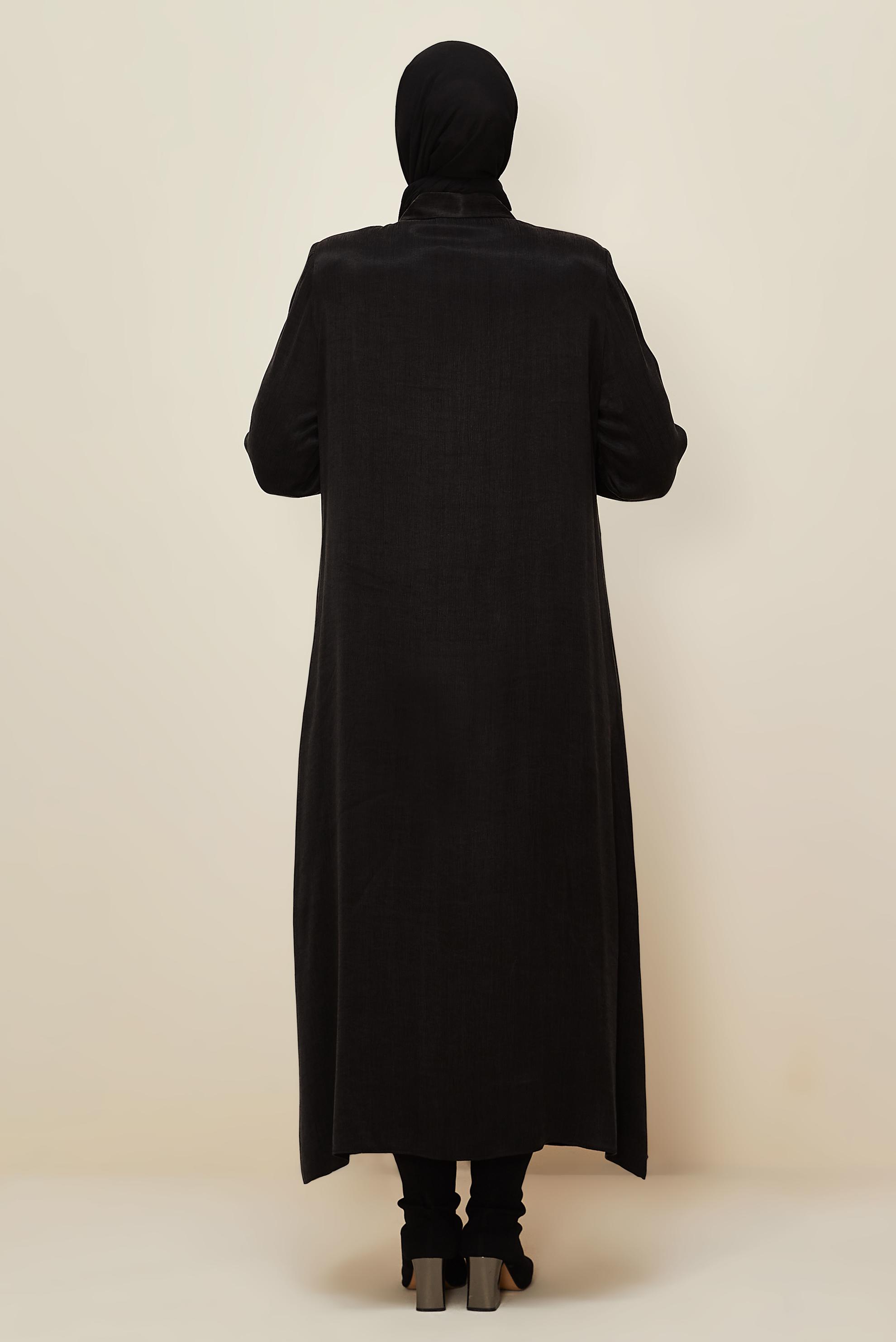 Vêtements hijab NOIR ROBE BRODÉE DE PERLES 20788