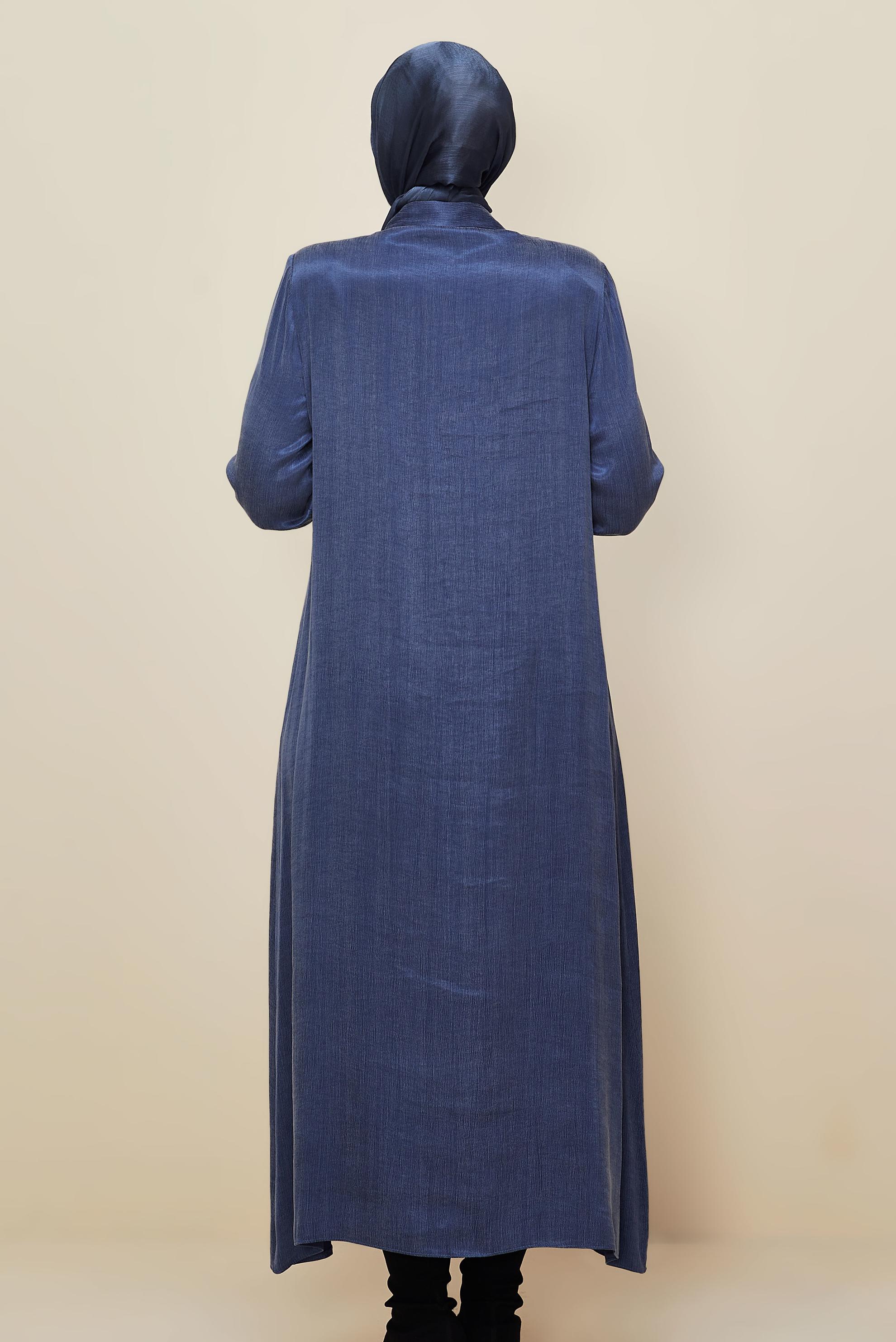 Vêtements hijab BLEU MARINE ROBE BRODÉE DE PERLES 20788