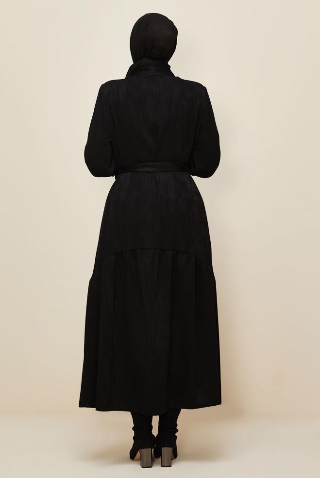 Hijab clothing BLACK 20874-1 JAKAR 90010-1 ELBİSE 42-46 TEK44 - ALVİNA