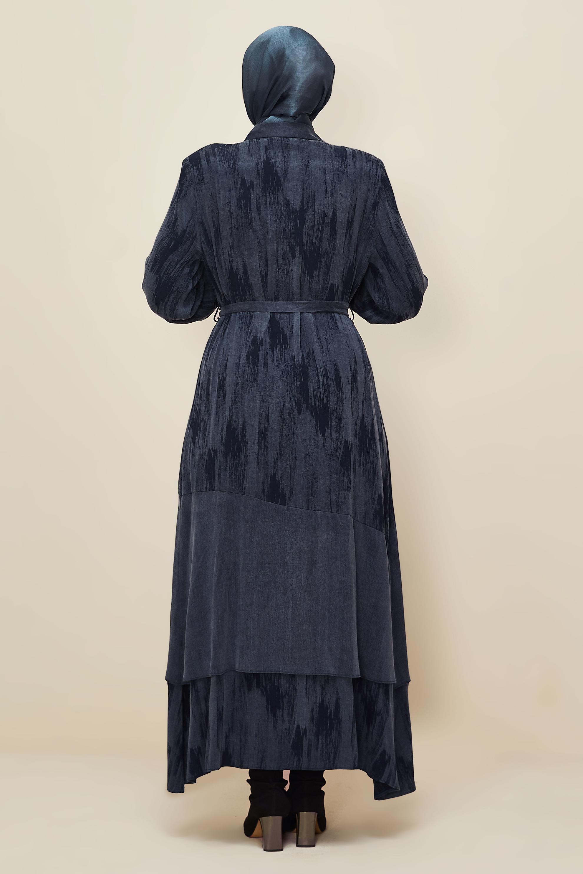 Vêtements hijab BLEU MARINE ROBE CEINTURÉE 20885