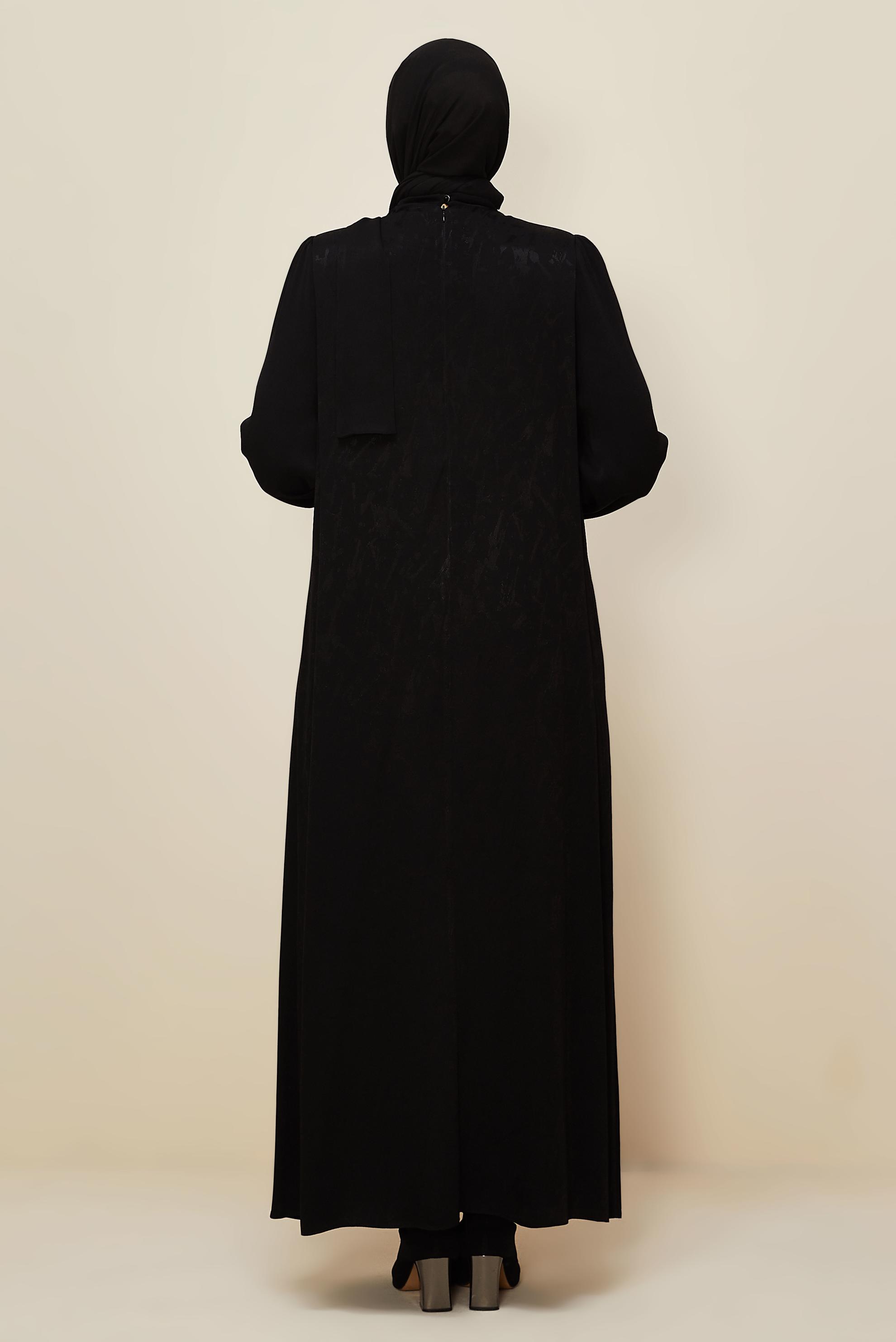 Vêtements hijab NOIR ROBE JACQUARD GRANDE TAILLE 20891