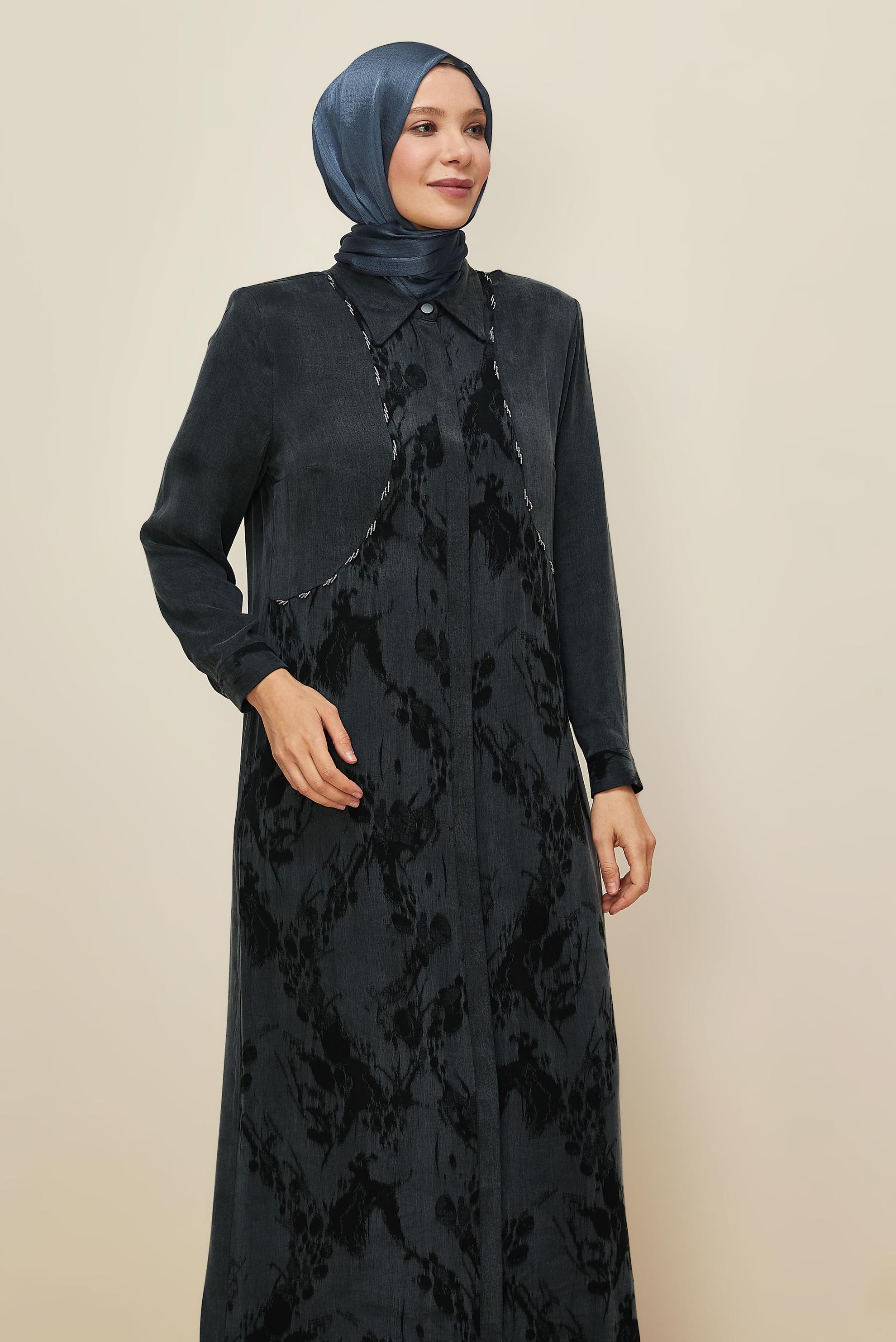 Vêtements hijab NOIR ROBE À COL CHEMISE 20893
