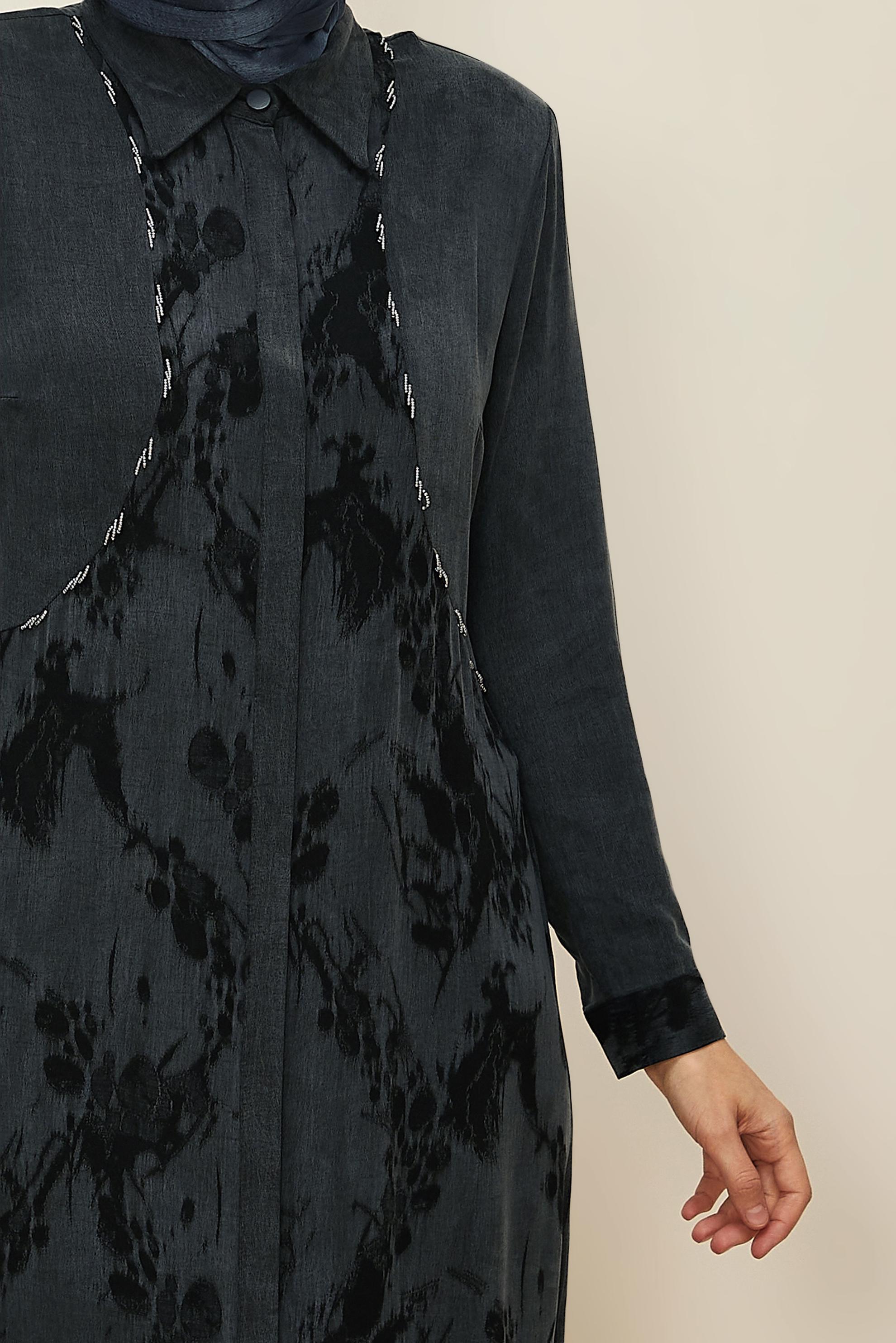 Vêtements hijab NOIR ROBE À COL CHEMISE 20893