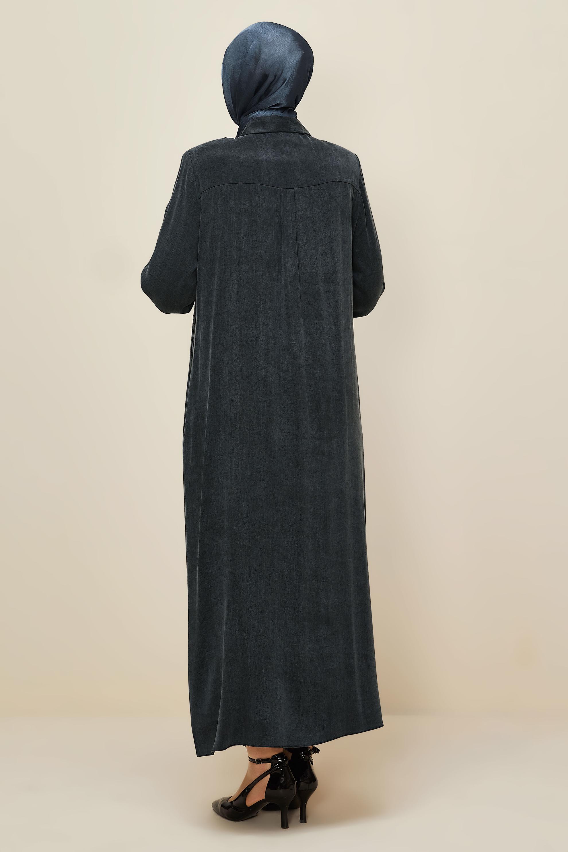 Vêtements hijab NOIR ROBE À COL CHEMISE 20893