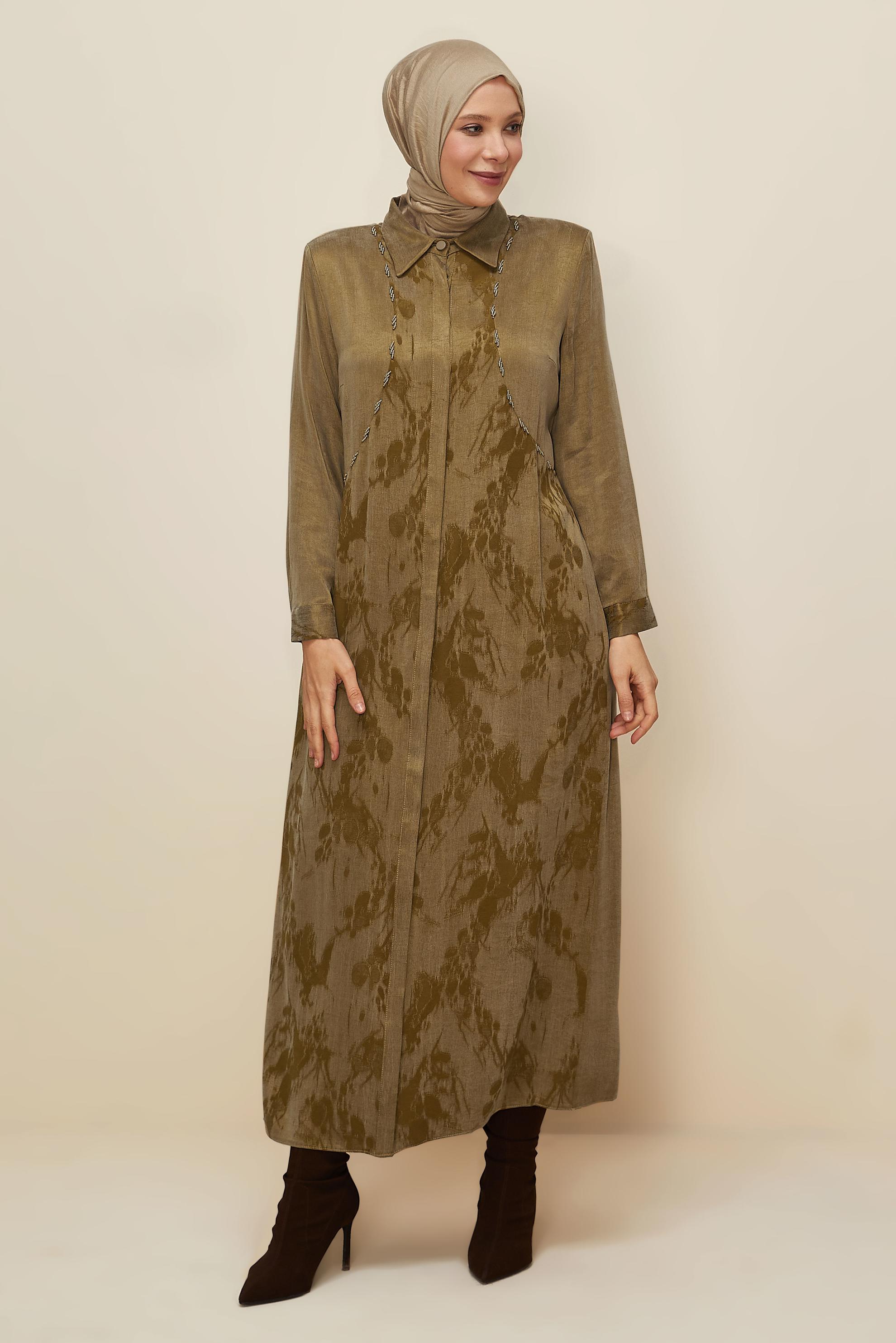 Vêtements hijab JAUNE ROBE À COL CHEMISE 20893