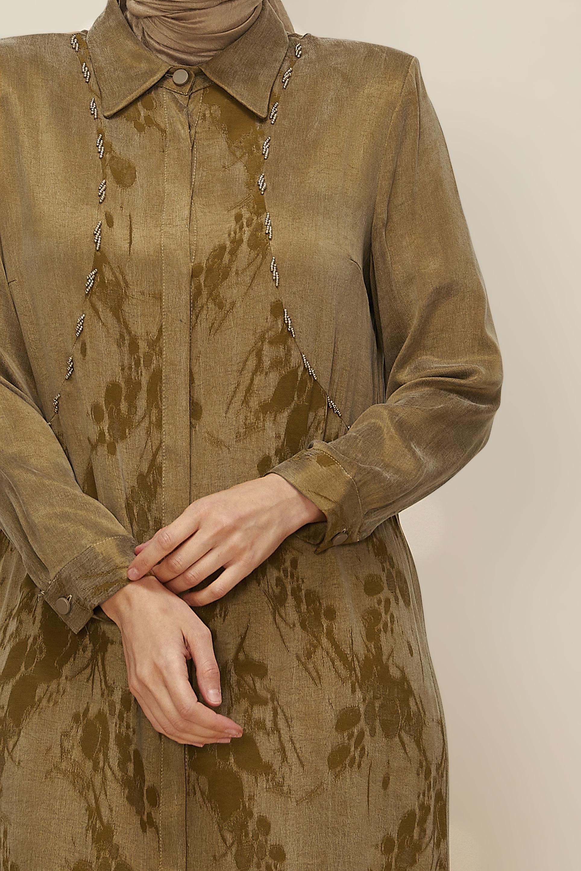 Vêtements hijab JAUNE ROBE À COL CHEMISE 20893