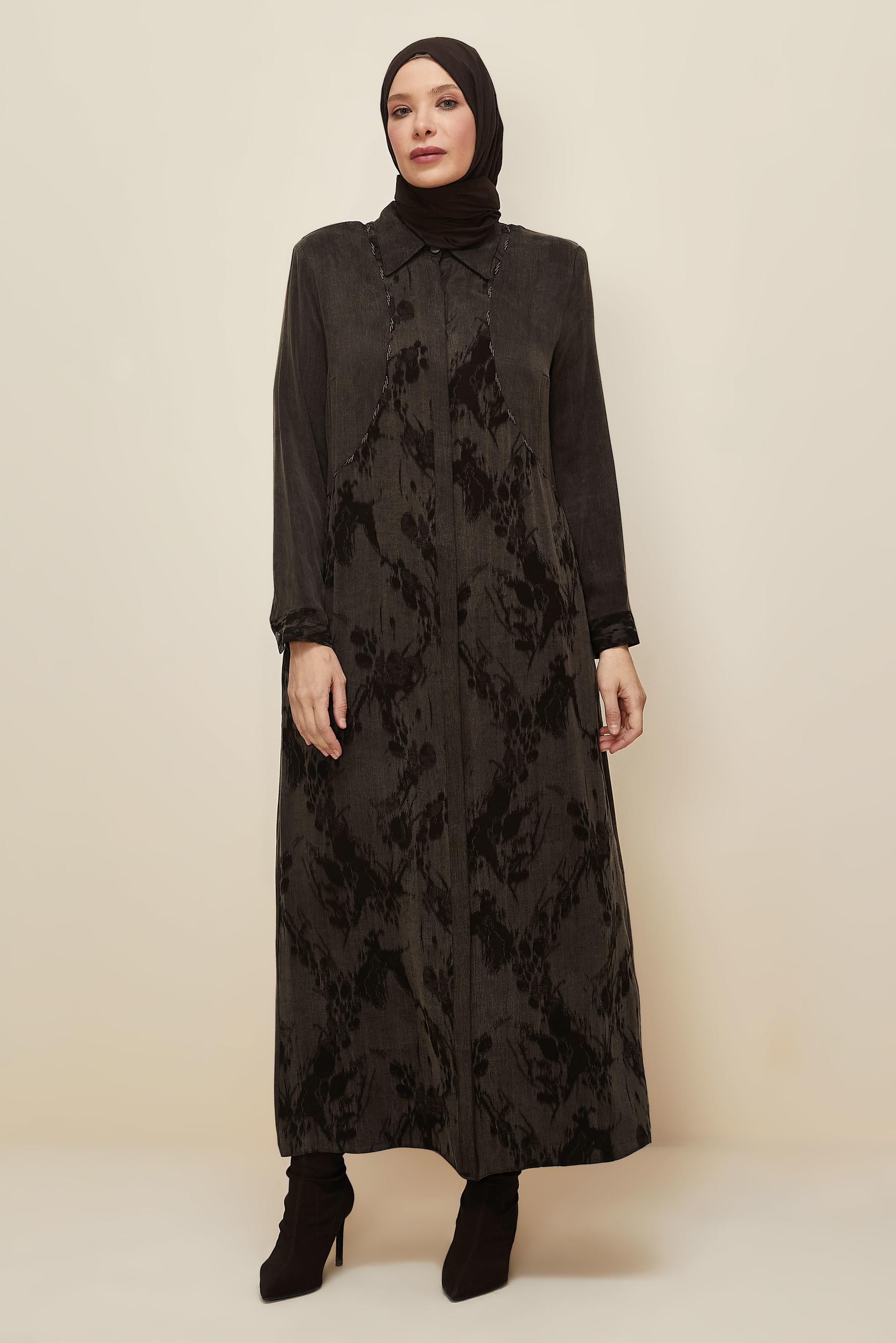 Vêtements hijab BRUN ROBE À COL CHEMISE 20893
