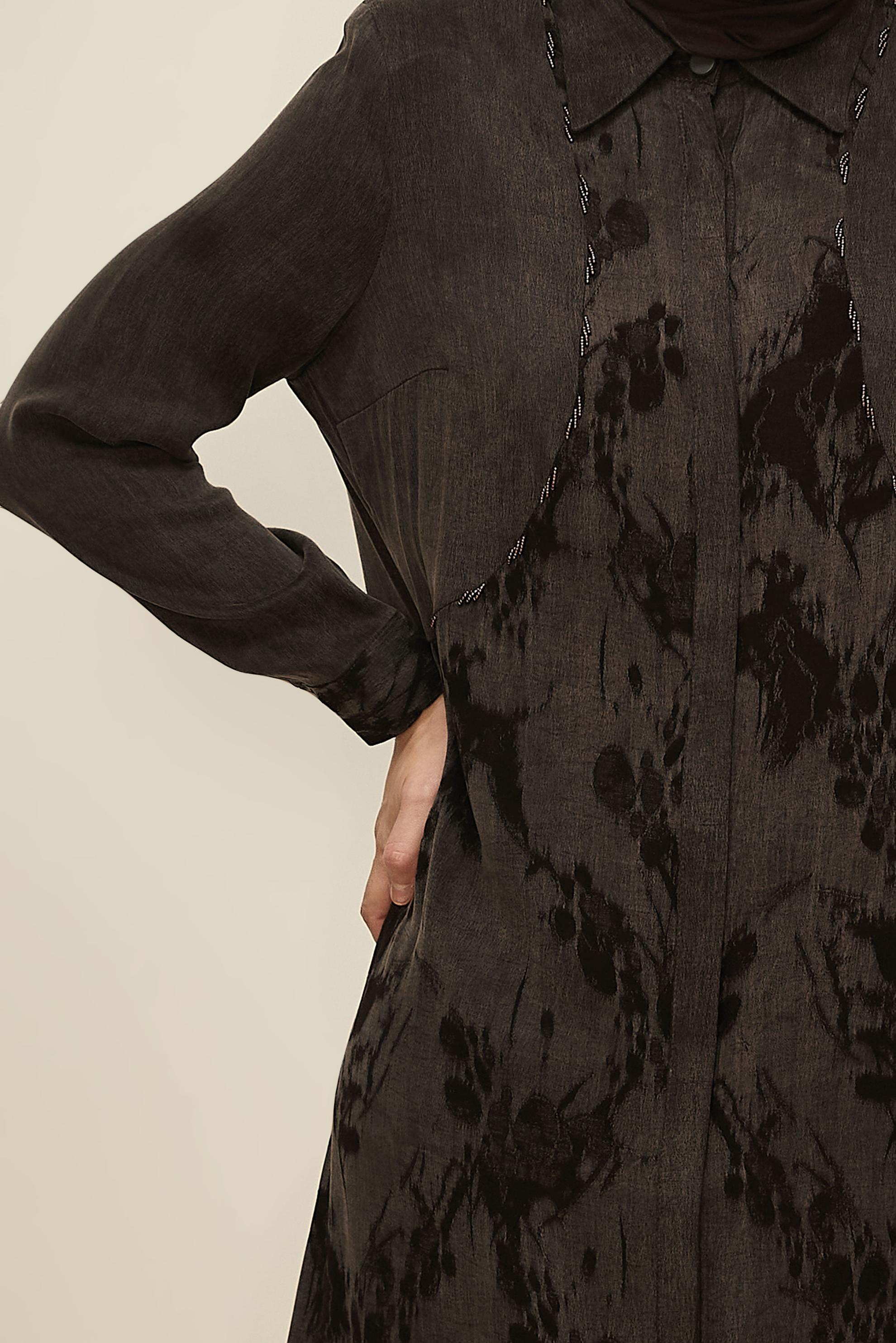 Vêtements hijab BRUN ROBE À COL CHEMISE 20893