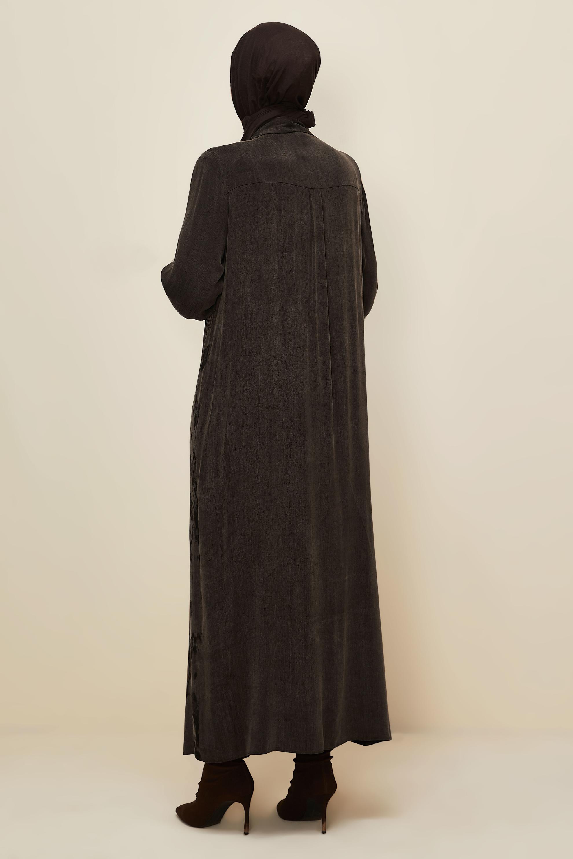 Vêtements hijab BRUN ROBE À COL CHEMISE 20893