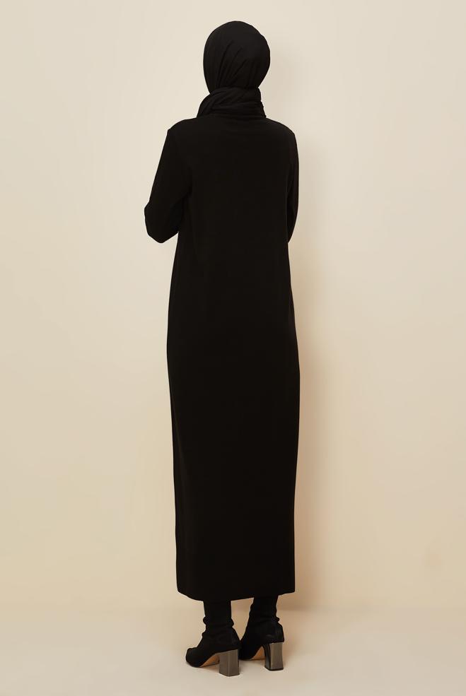 Hijab clothing BLACK 45821 TRİKO ELBİSE 40-46 - ALVİNA
