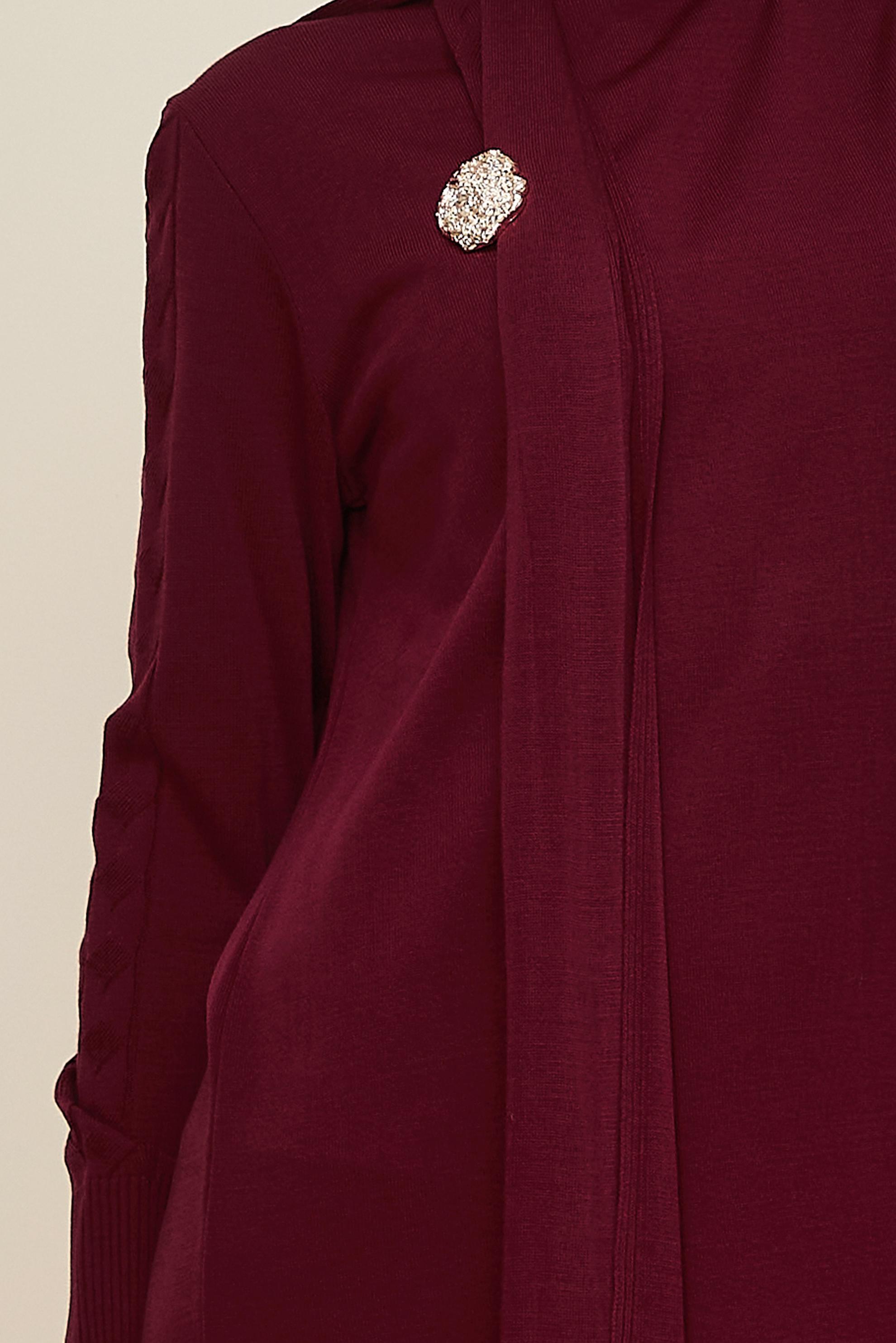 Tesettür giyim BORDO TRİKO ELBİSE 45821