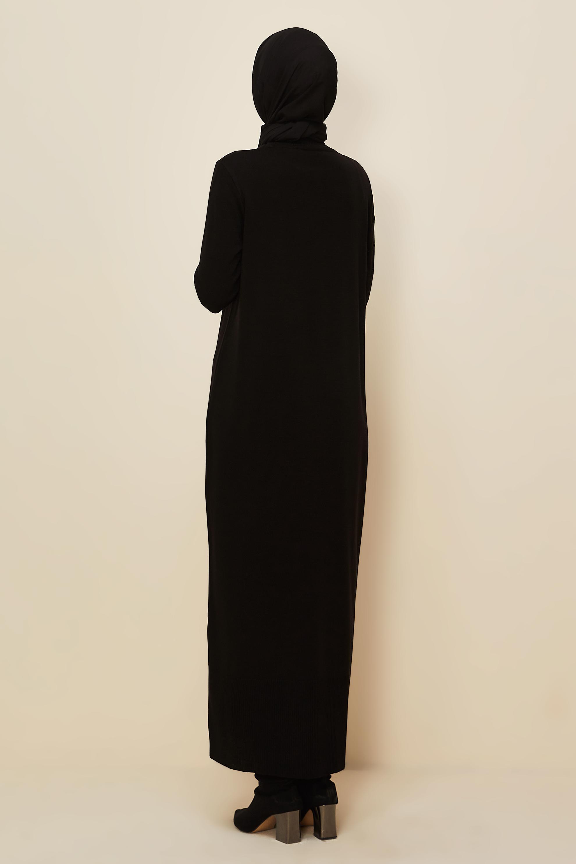 Tesettür giyim SİYAH 45822 TRİKO ELBİSE 38-46