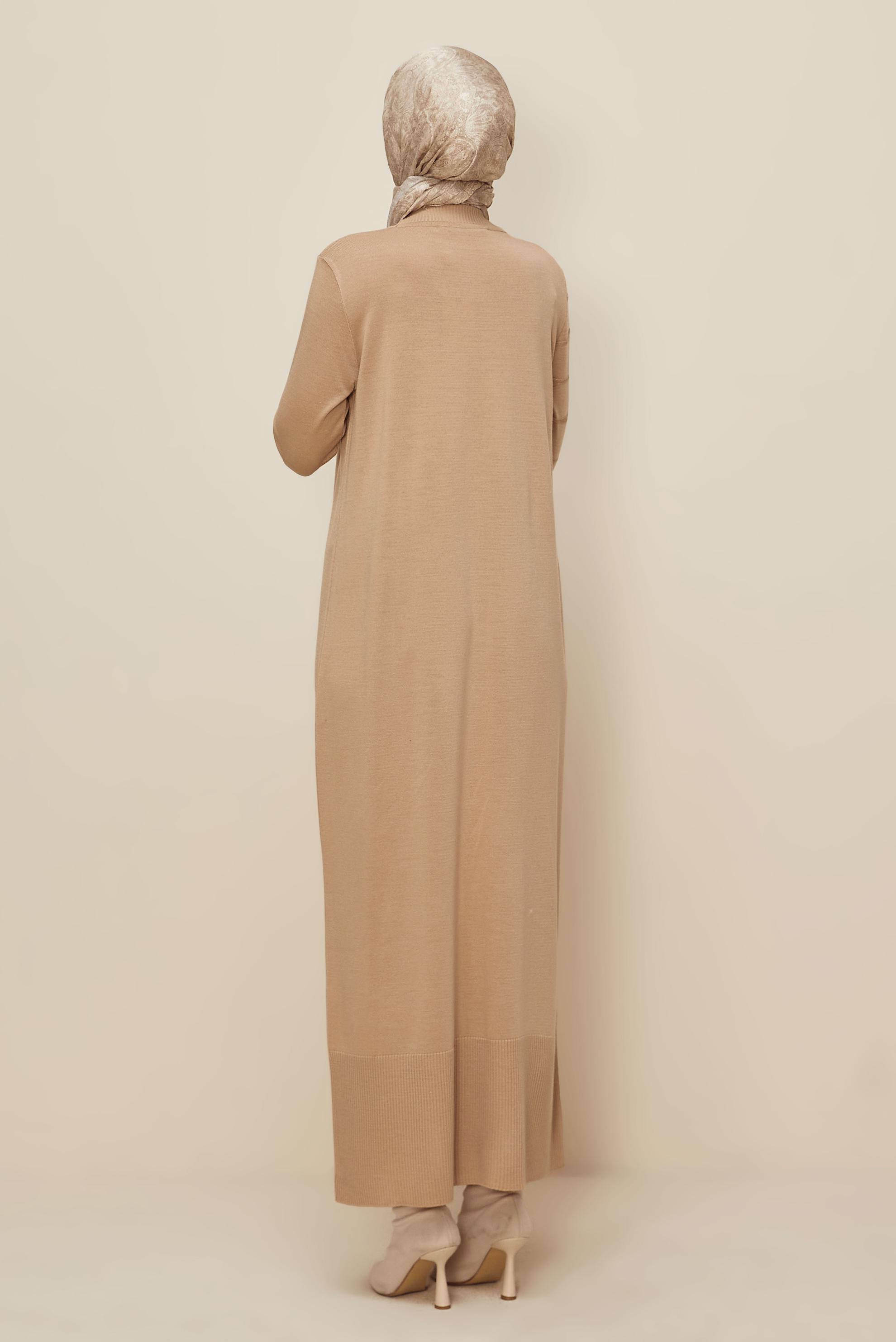 Tesettür giyim BEJ 45822 TRİKO ELBİSE 38-46