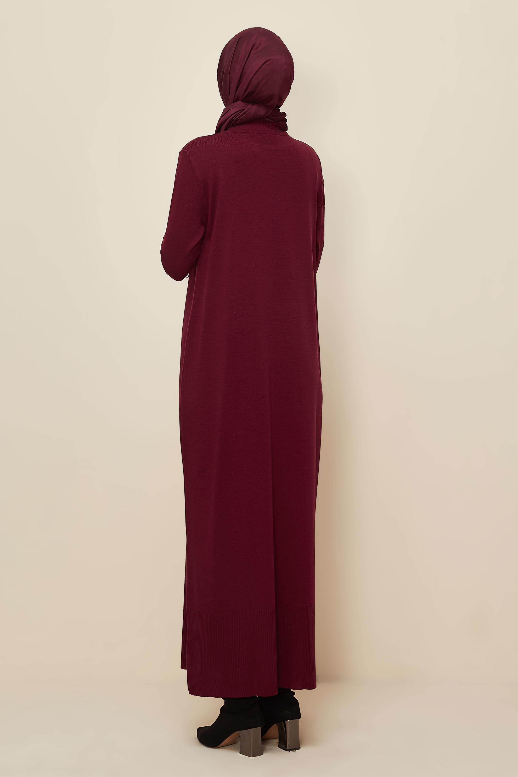Tesettür giyim BORDO 45822 TRİKO ELBİSE 38-46