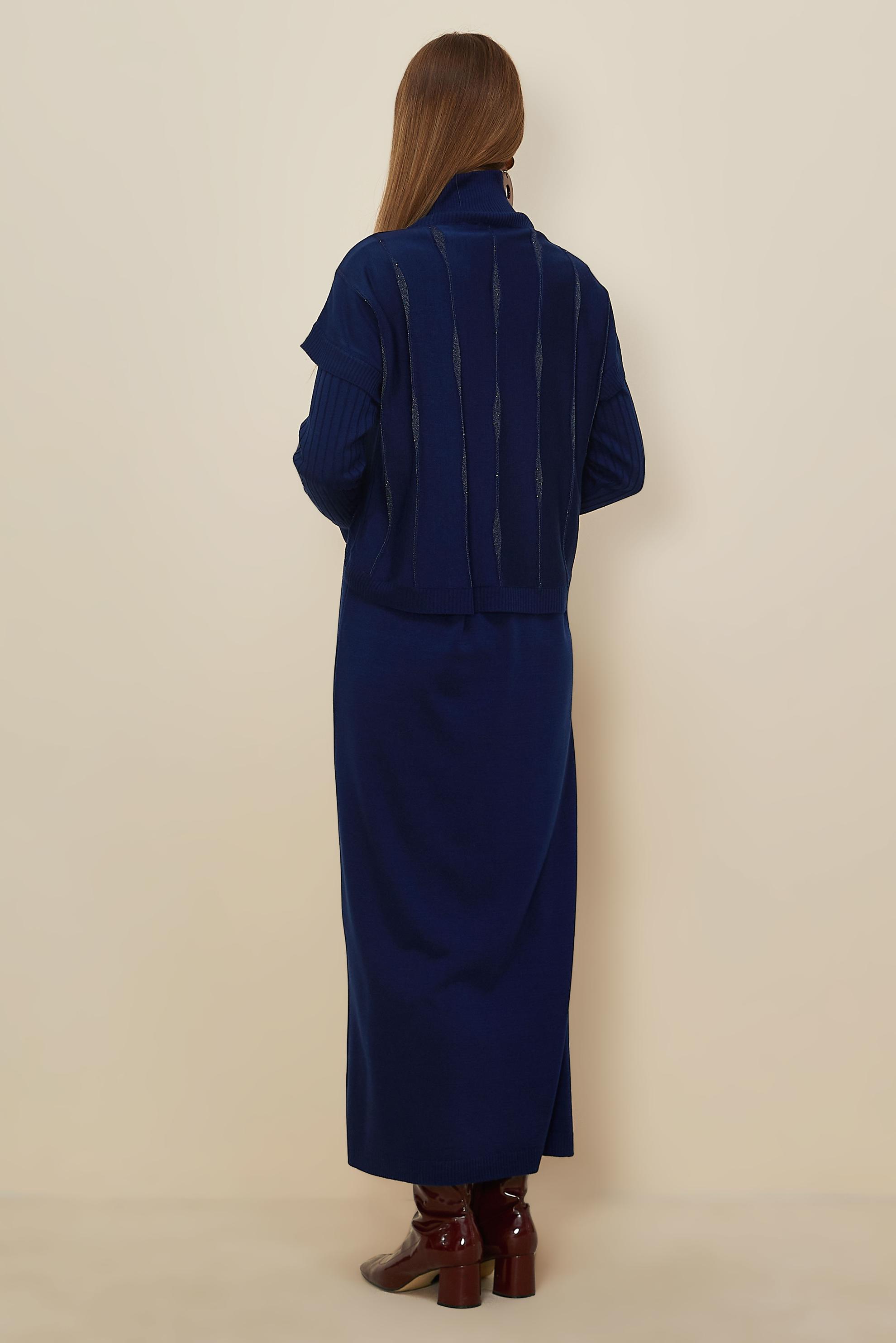 Tesettür giyim LACİVERT 45823 2 Lİ TRİKO ELBİSE 38-46