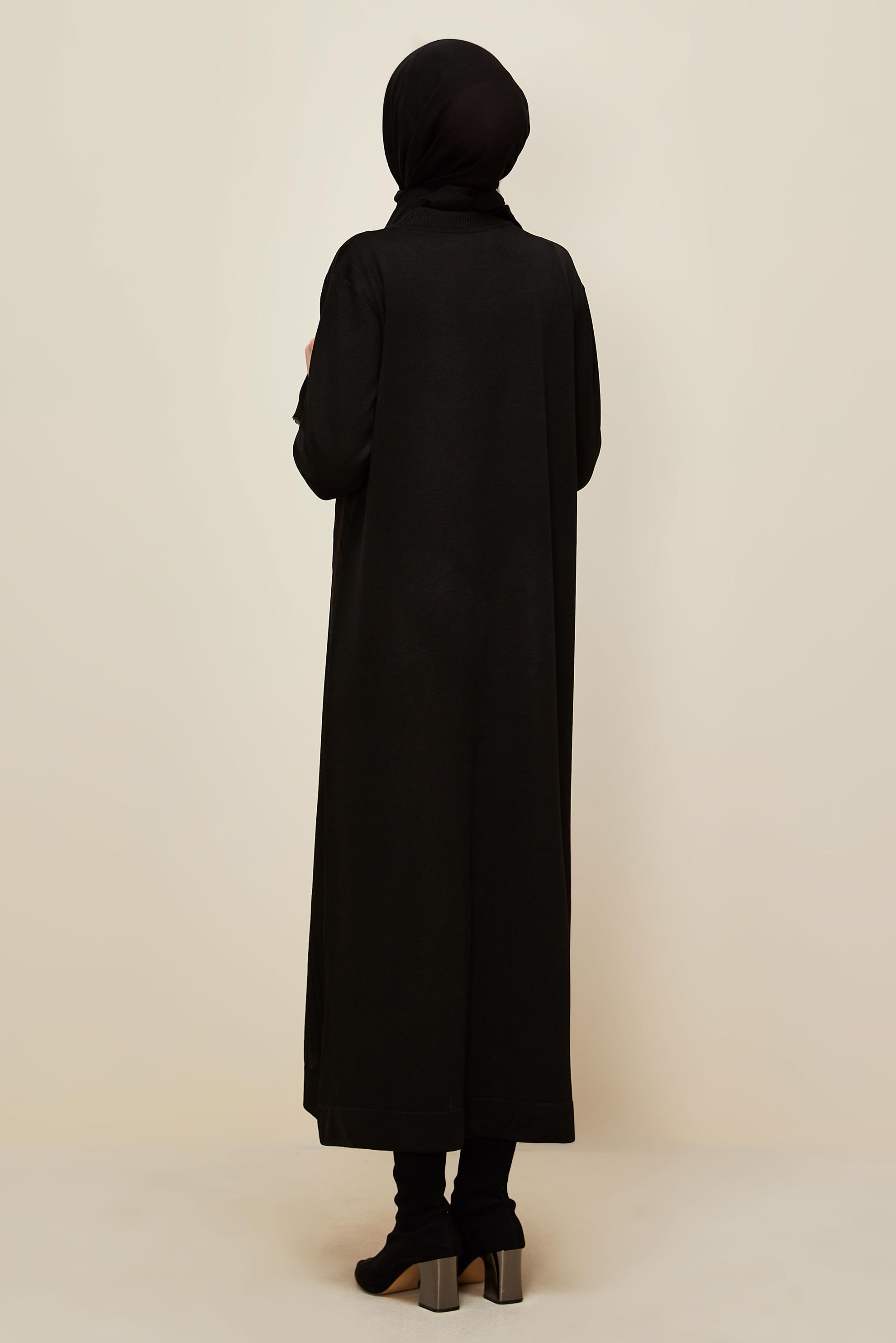 Tesettür giyim SİYAH TRİKO ELBİSE 45888