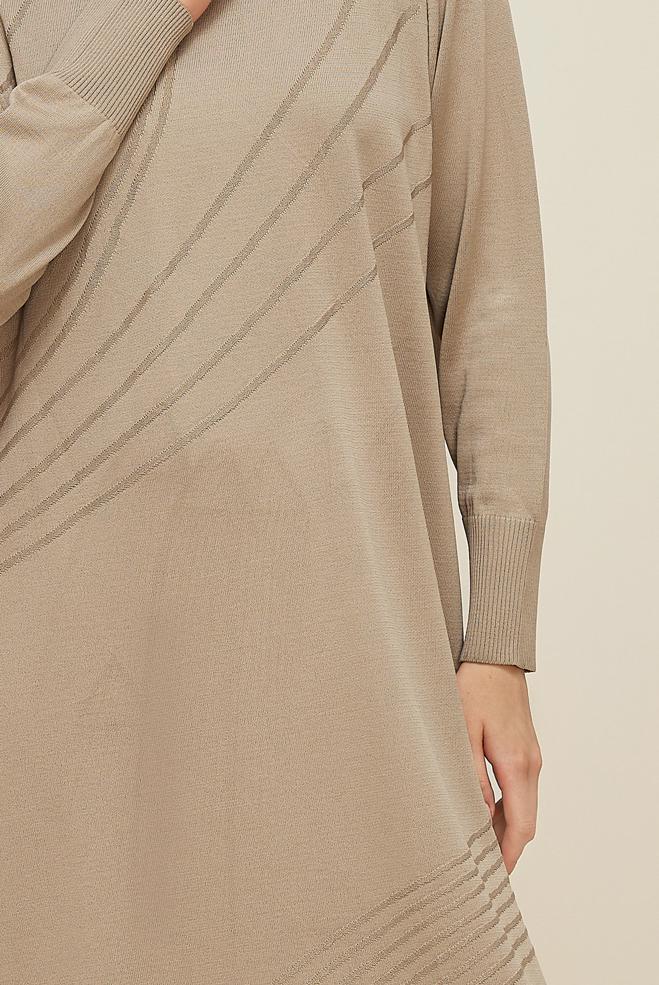 Hijab clothing BEIGE KNITWEAR DRESS 45888 - ALVİNA