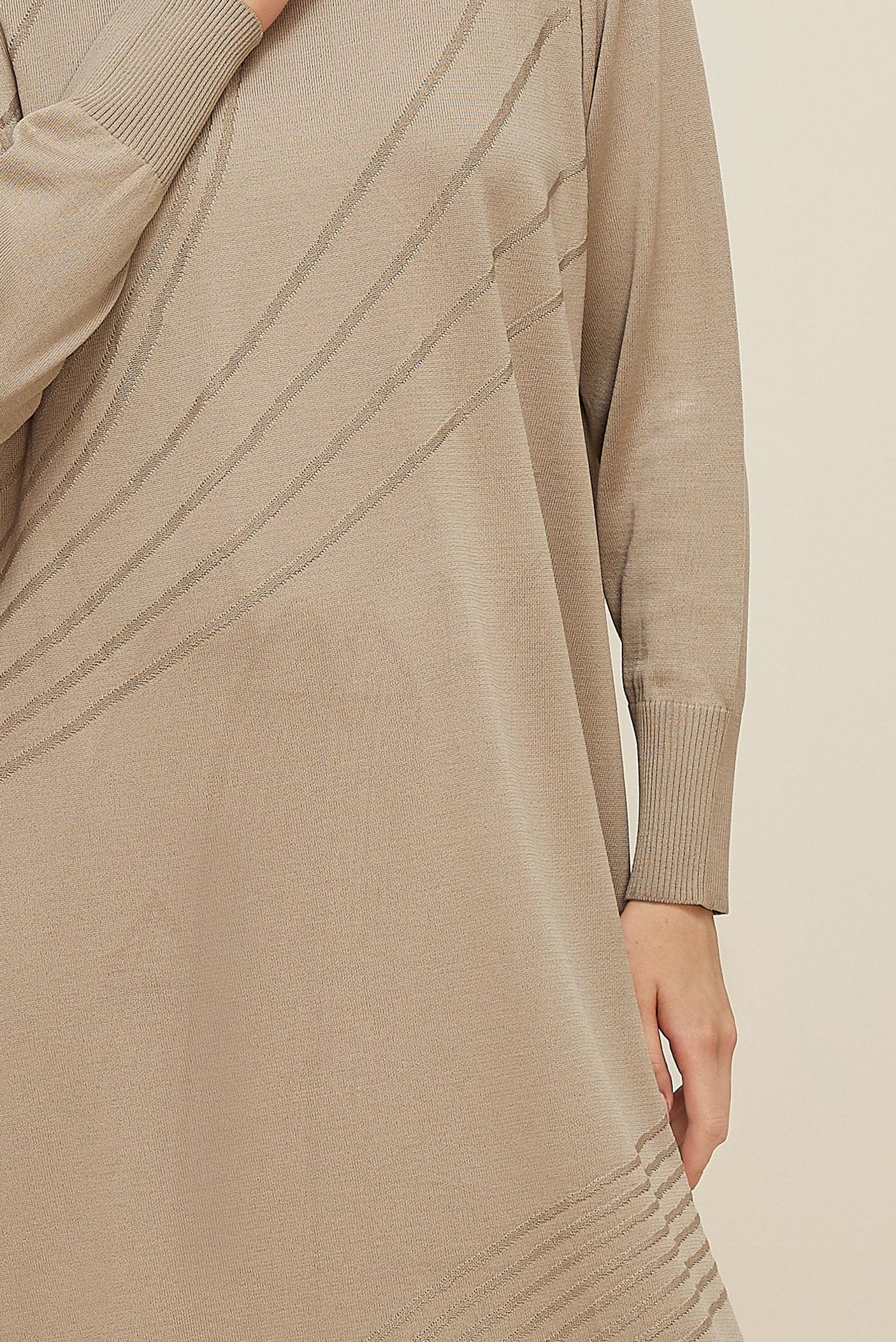 Tesettür giyim BEJ TRİKO ELBİSE 45888