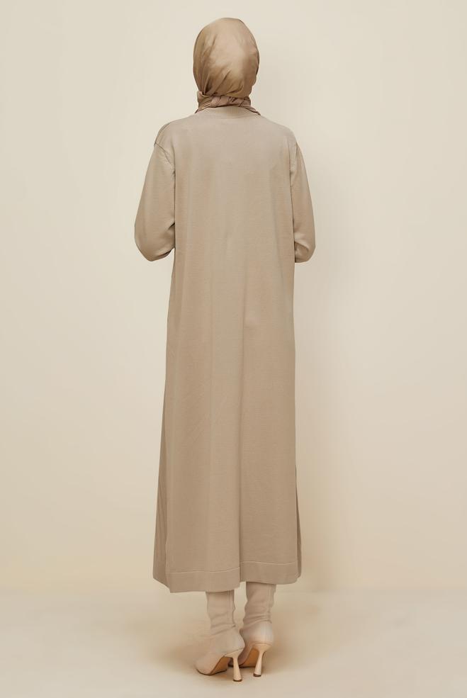 Hijab clothing BEIGE KNITWEAR DRESS 45888 - ALVİNA