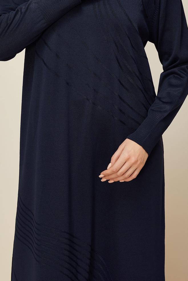 Hijab clothing NAVY BLUE KNITWEAR DRESS 45888 - ALVİNA