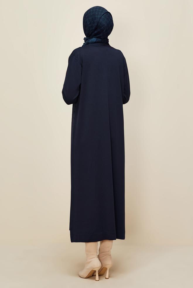 Hijab clothing NAVY BLUE KNITWEAR DRESS 45888 - ALVİNA