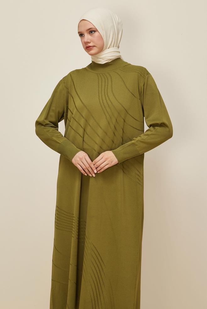Hijab clothing GREEN KNITWEAR DRESS 45888 - ALVİNA