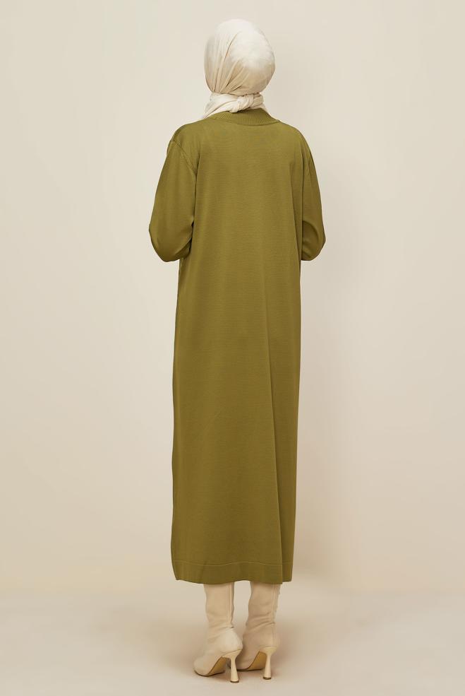 Hijab clothing GREEN KNITWEAR DRESS 45888 - ALVİNA