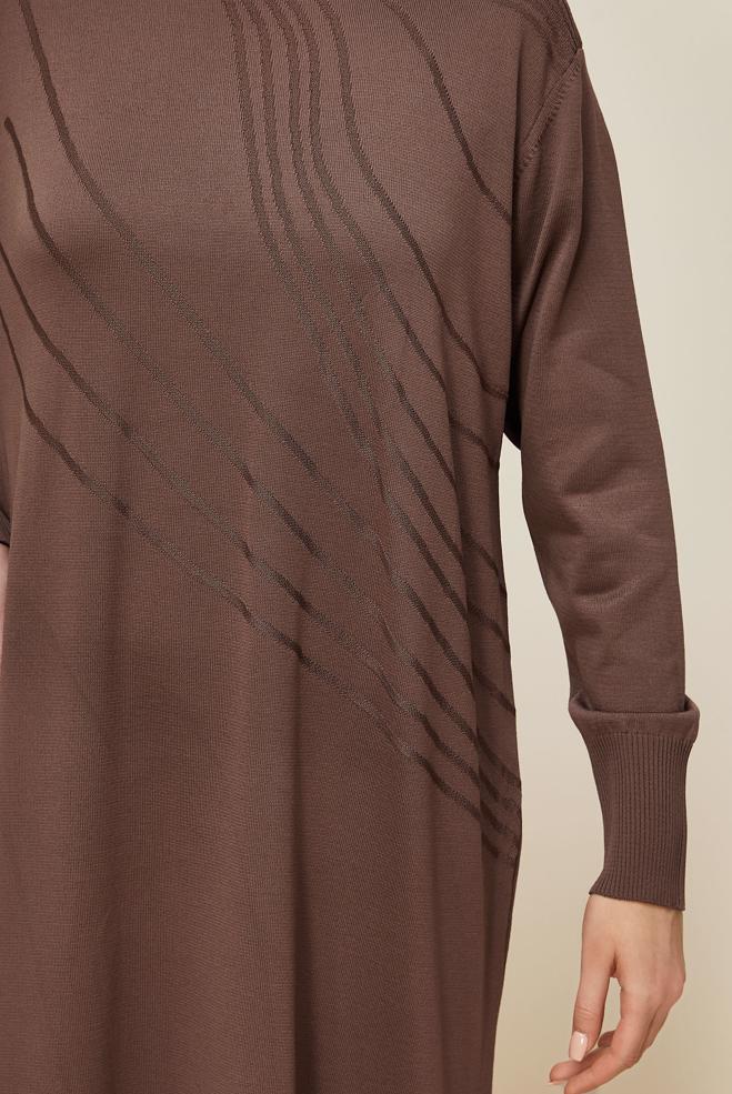 Hijab clothing BROWN KNITWEAR DRESS 45888 - ALVİNA